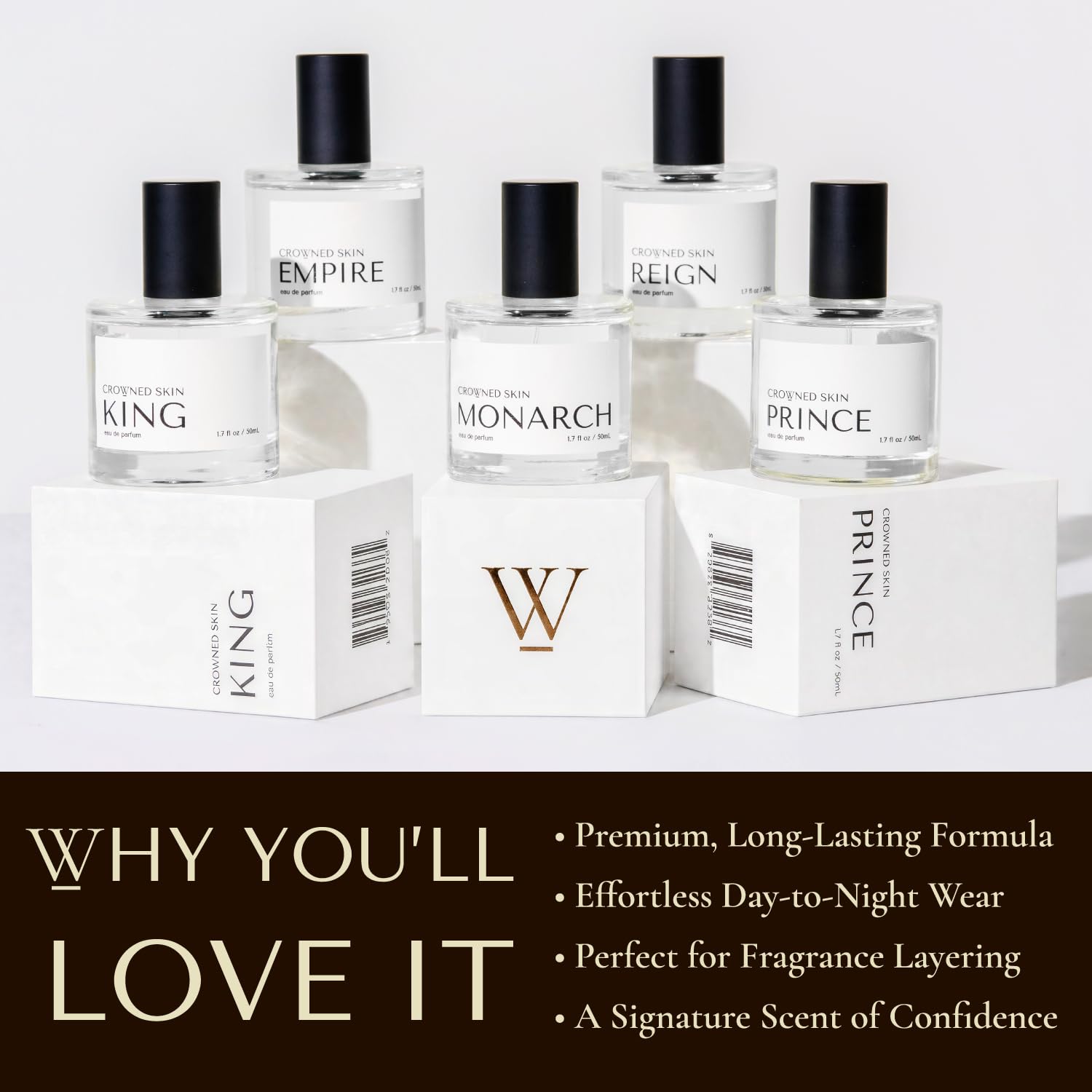 Crowned Skin Prince Eau de Parfum for Men | Oceanic & Woody | Scented with White Musk & Bergamot | Luxury Cologne | All-Day Fragrance | 50mL - Image 4