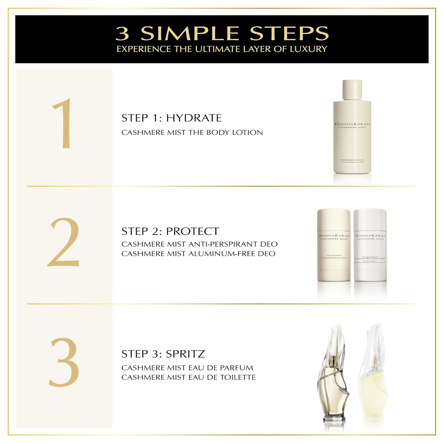 Donna Karan Cashmere Mist Eau de Parfum Everything 3 Piece Gift Set For Women - Perfume Spray 3.4 Fl. Oz., Deluxe Miniature 0.25 Fl. Oz., & Body Lotion 3.4 Fl. Oz. - Image 11