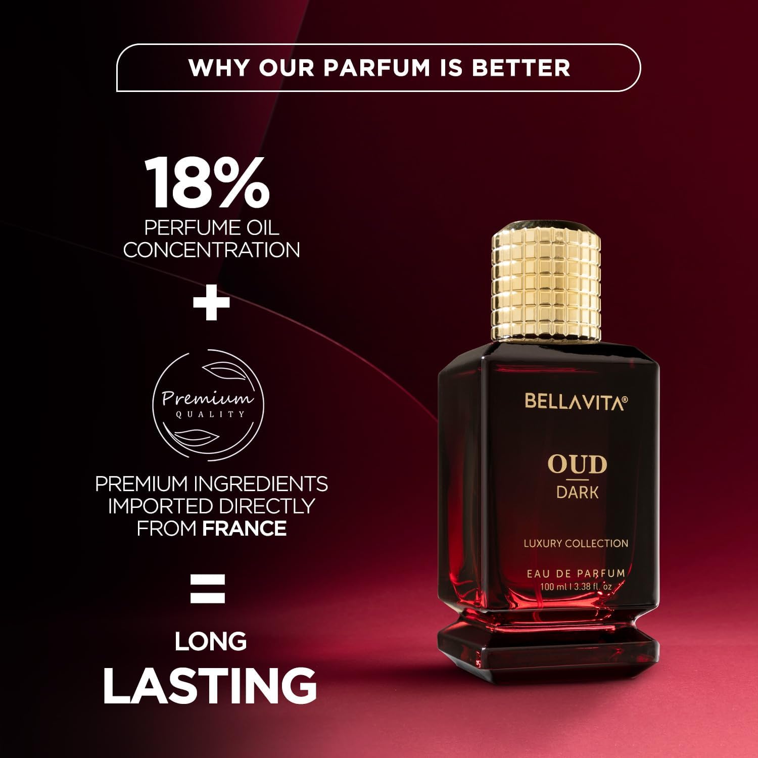Bellavita Luxury DARK OUD Eau de Parfum | 100 ml (3.4 fl.oz.) | Perfume for Men and Women | Smokey, Grapefruit, Vetiver, and Dark wood Incense Notes | Long Lasting Unisex Fragrance - Image 4