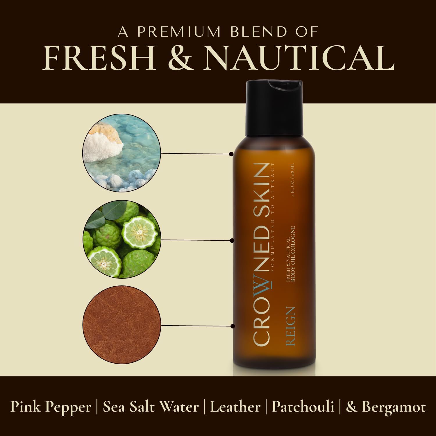 Crowned Skin Reign and King Body Oil Cologne Bundle | As Seen On Shark Tank | Skin Care Set with Sandalwood, Leather, Fresh, and Nautical Scents | Natural Shea & Mango Butters | All-Day Fragrance - Image 6