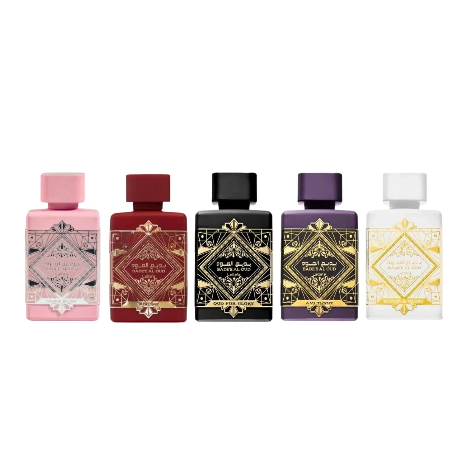 Lattafa Bade'e Al Oud Collection – 5 × 5 ml Eau de Parfum Gift Set for Unisex (Honor & Glory + Sublime + Amethyst + Oud for Glory + Noble Blush) - Image 3