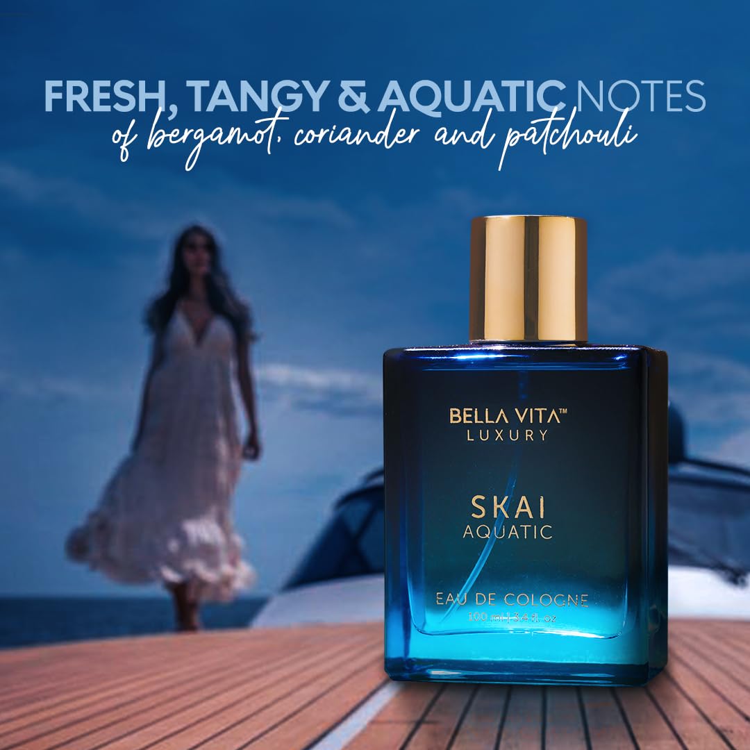 Bellavita Luxury SKAI Eau de Cologne | 100 ml (3.4 fl.oz.) | Perfume for Men and Women | Citrus, Bergamot, Clary Sage, and Patchouli Notes | Long Lasting Unisex Fragrance - Image 2