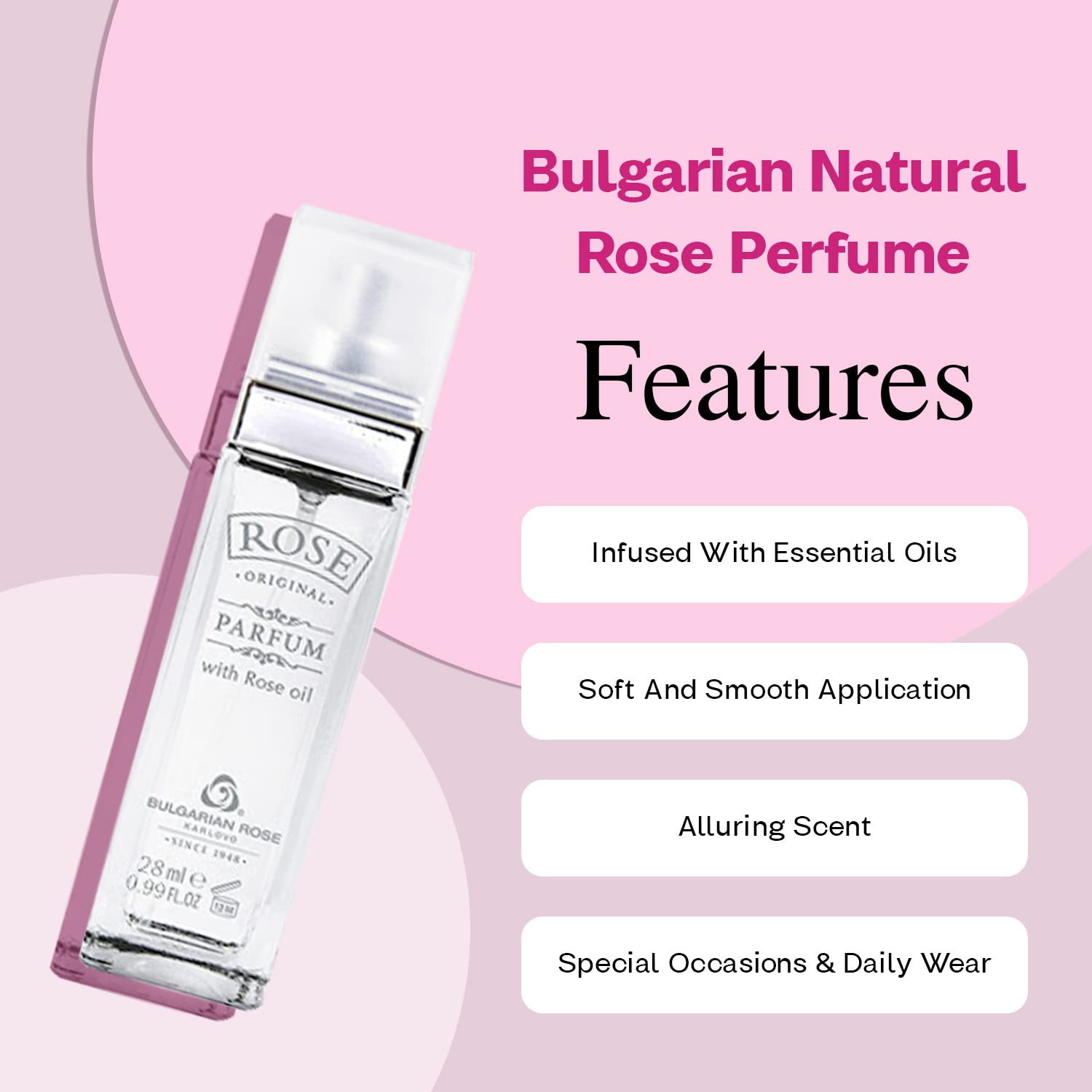 Original Bulgarian Rose Perfume - Natural Original Parfum - Aromatic Rose Fragrance - Long Lasting Freshness - Paraben Free - Unisex Perfume - Perfect for Everyone - 28ml - Image 4
