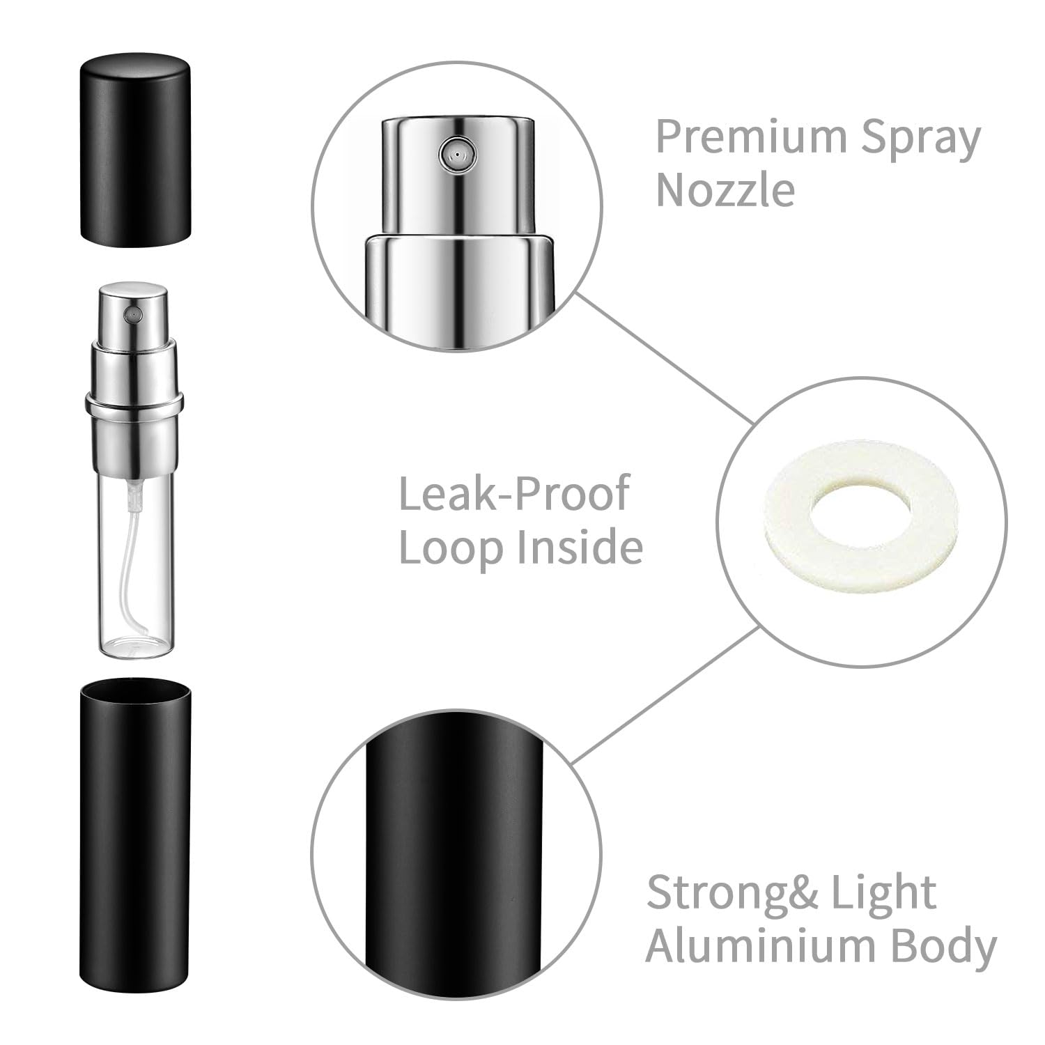 Boao 14 Pcs 5 ml Perfume Travel Refillable Atomizer Black Mini Fragrance Sample Cologne Dispenser Glass Lined Portable with Refill Pump Perfume Spray Bottle for Women Men Outgoing Traveling - Image 3