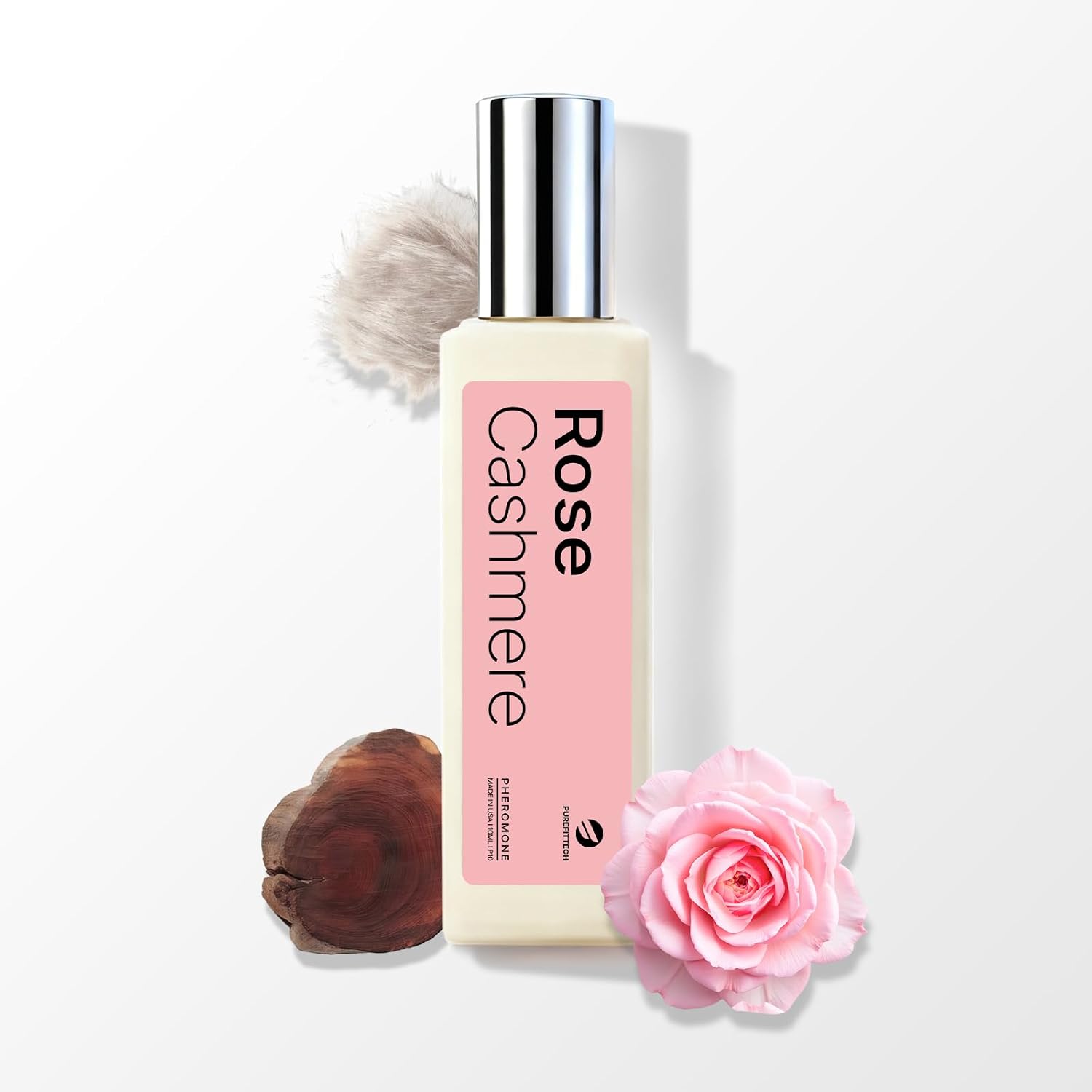 purefittech Pheromones Perfume Oil for Women, Long Lasting Rose Cashmere Roll-on Fragrance, Pure Essential Oil Parfum, 0.34 fl oz (10ml) Travel Size, Made in USA