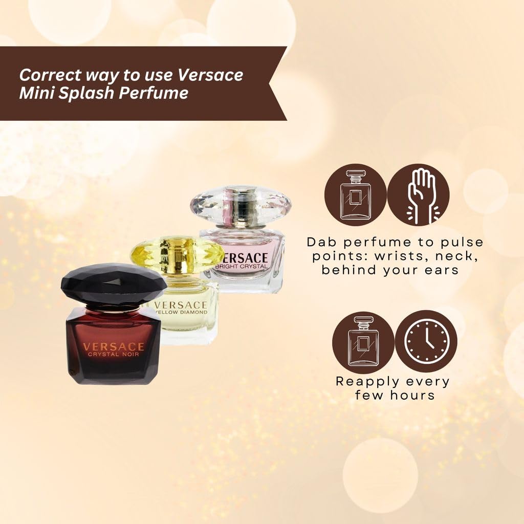 Versace Perfume for Women Variety 3-Piece Mini Gift Set – Yellow Diamond, Crystal Noir, Bright Crystal - Image 4