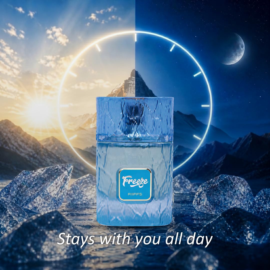 RiiFFS PARFUMS Freeze Extrait De Parfum Unisex Long Lasting Perfume Fresh Citrus, Mint & Amber Fragrance Premium Day-to-Night Scent for Men & Women Eau de Parfum Spray 100ml - Image 4