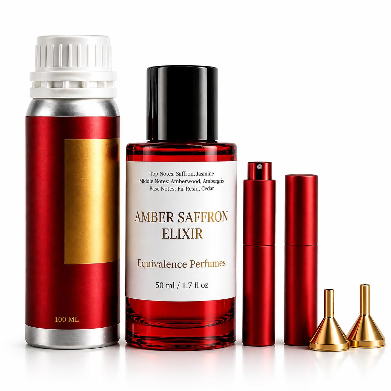 Luxury Refill Kit Inspired by B.acarrat R.ouge 5.40 – 100ml Elixir Bottle + 50ml Bottle Bundle – 2 Travel Size 10ml – Long Lasting Perfume Set for Women & Men