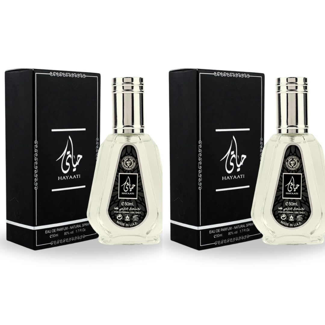 Hayaati Eau de Parfum – Pack of 2 – Unisex Long Lasting Fragrance – Fresh, Sweet & Woody Scent – 2 x 50ml (1.7oz) – Daily Wear Perfume for Men & Women