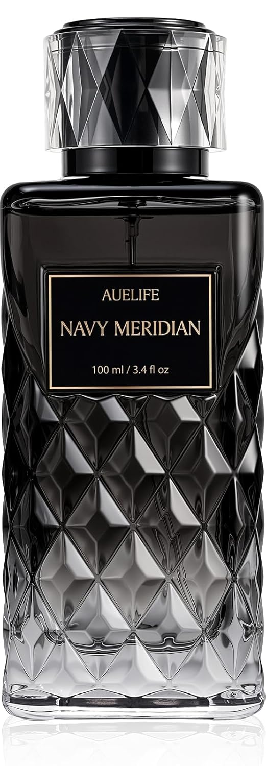 Auelife Cologne for Men, Alcohol-Free Long Lasting Perfume Fragrance, Fresh Lemon Citrus & Marine Scent with Cedar, Patchouli & Musk, 100ml / 3.4 Fl Oz, Daily Wear, Father’s Day Gift (NAVY MERIDIAN)