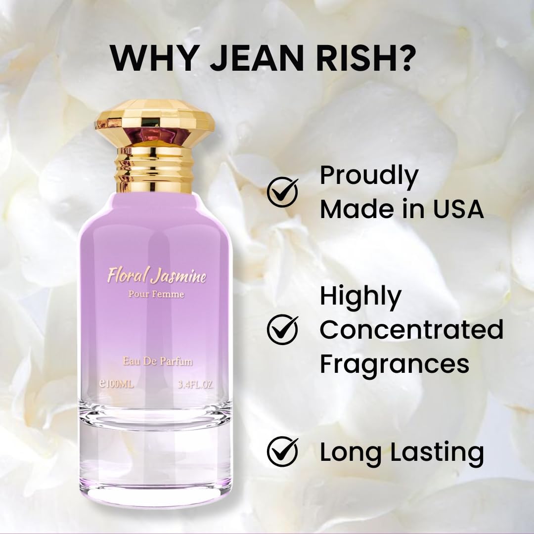 Jean Rish Floral Jasmine Perfume for Women Eau De Parfum, Long-Lasting Luxury Fragrance, Made In USA - Bergamot, Orange, Jasmine, Vanilla Scent - 100ml / 3.4 oz - Image 4
