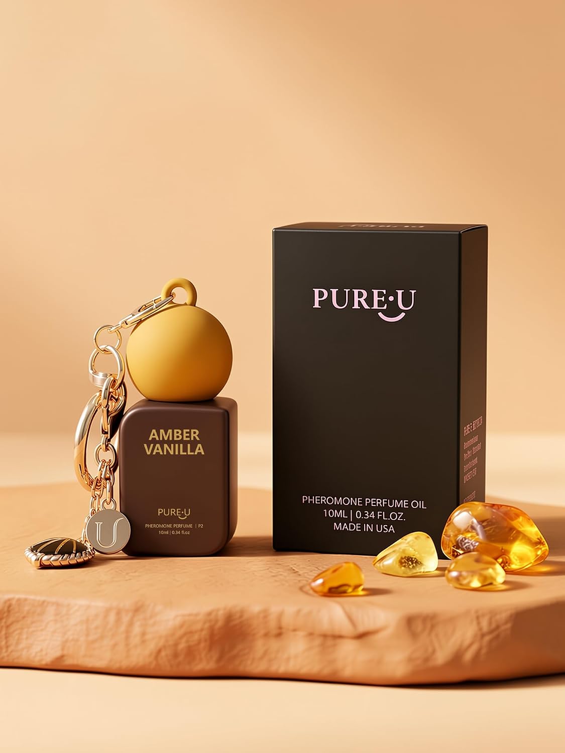 PUREU Amber Vanilla Pheromone Perfume Oil for Women, Long Lasting Extrait de Parfum Roll On with Clip-on Keychain, Alcohol Free Portable Travel Size Fragrance for Date Night & On-the-Go, 0.34 Fl OZ - Image 8