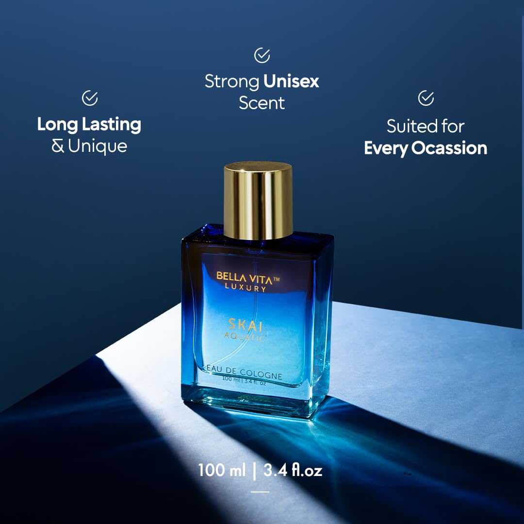Bellavita Luxury SKAI Eau de Cologne | 100 ml (3.4 fl.oz.) | Perfume for Men and Women | Citrus, Bergamot, Clary Sage, and Patchouli Notes | Long Lasting Unisex Fragrance - Image 4
