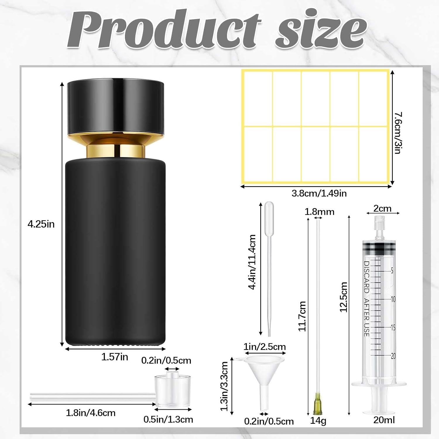 Teenyyou 12 Pack 50 ml Glass Perfume Bottles and Refill Tools Set, Travel Perfume Atomizer Spray Bottles, Portable Empty Refillable Atomizer Decanters with Dispenser Transfer Kit (Black) - Image 2