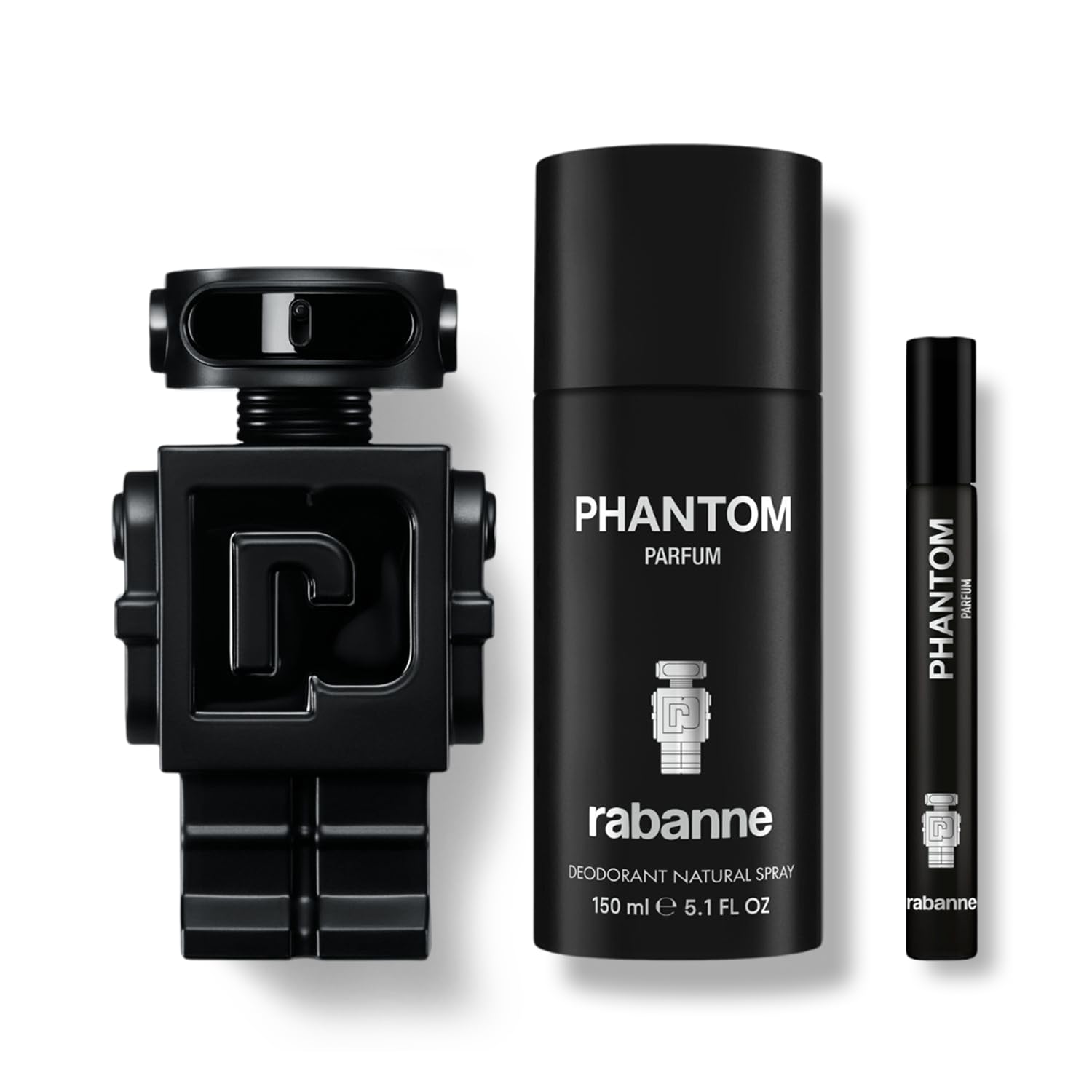 Rabanne Phantom Parfum Gift Set for Men - Discover Long Lasting Aromatic Woody Amber Parfum Fragrance + Deodorant Spray & Travel Cologne Spray - Father's Day, 3 Piece - Image 2