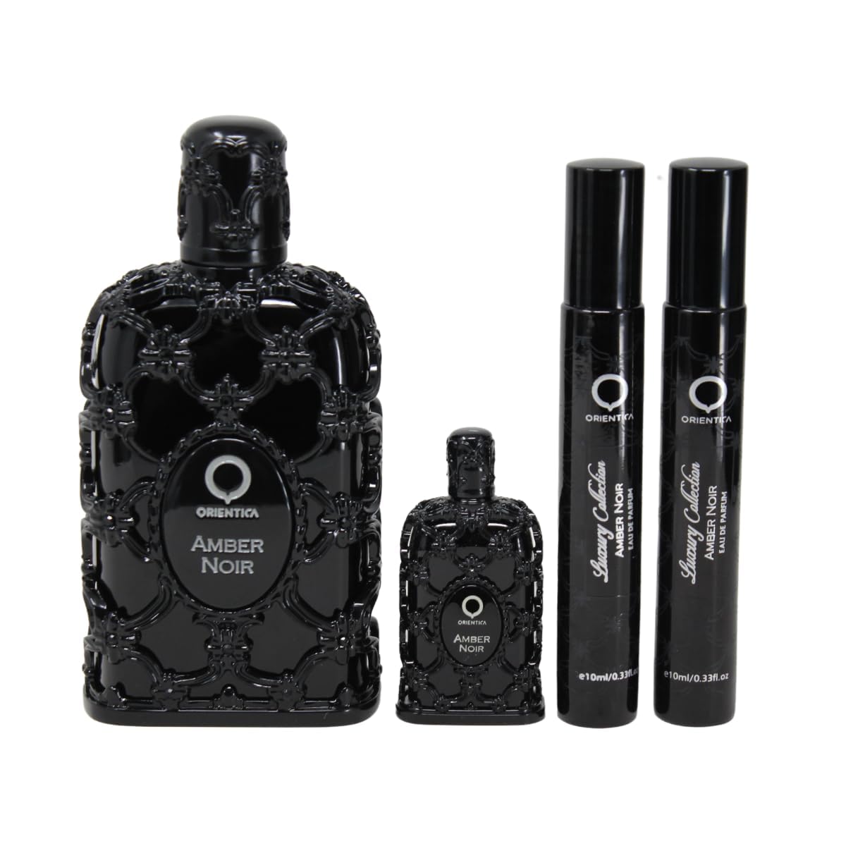 Orientica Luxury Amber Noir 4 Pc Perfume Gift Set - Mens Cologne with Notes of Elemi, Fig, Carrot, Musk - Woody Arabic Perfume for Men & Women - Perfumes Arabes Para Hombres y Mujer - Image 2