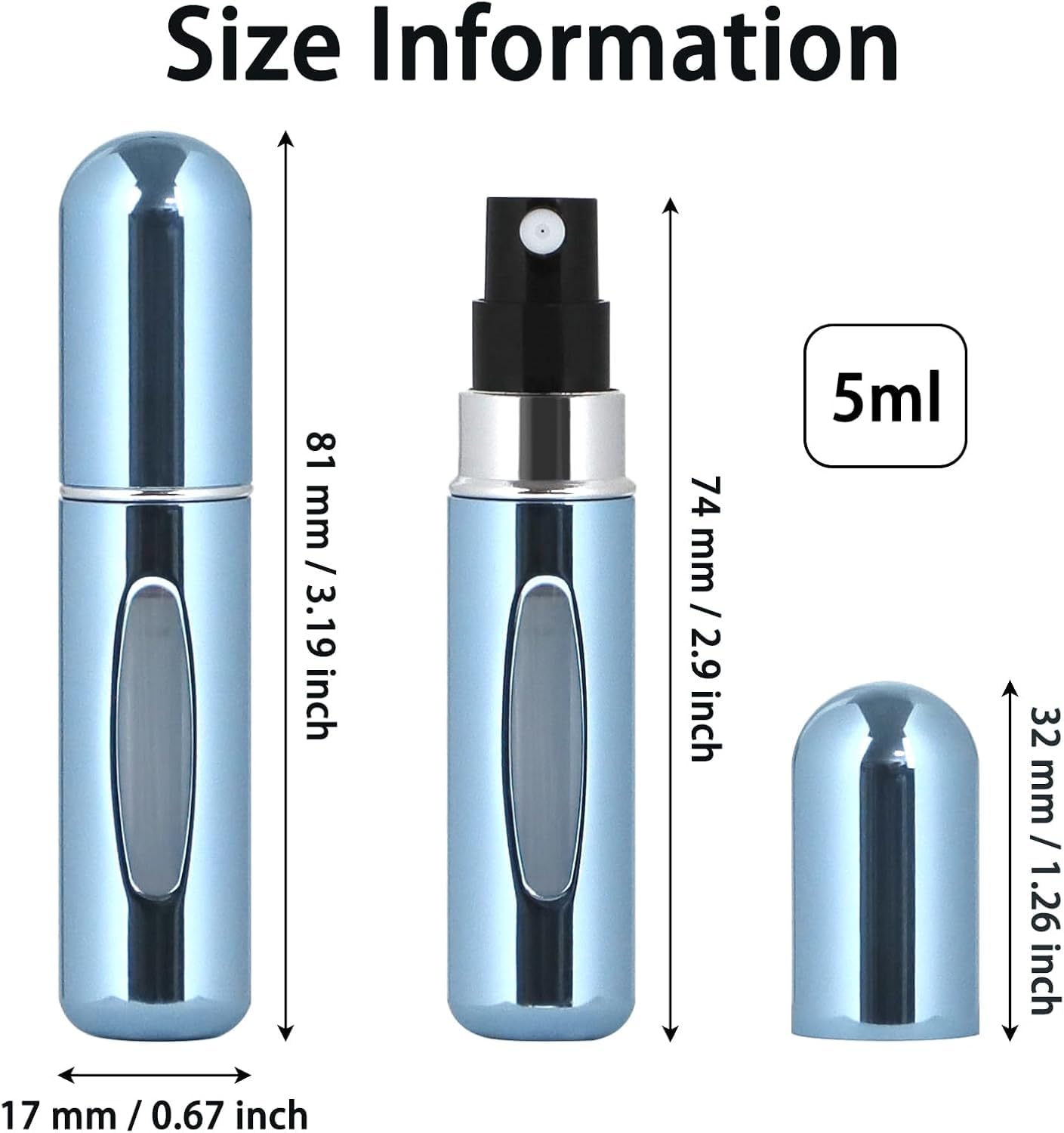 10 PCS Refillable Mini Perfume Atomizer Bottles, 5ml Portable Small Size Perfume Spray Bottles, Multicolor Aluminum Refill Scent Pump Case for Traveling and Outgoing, Pack of 5 Matte & 5 Glossy - Image 3