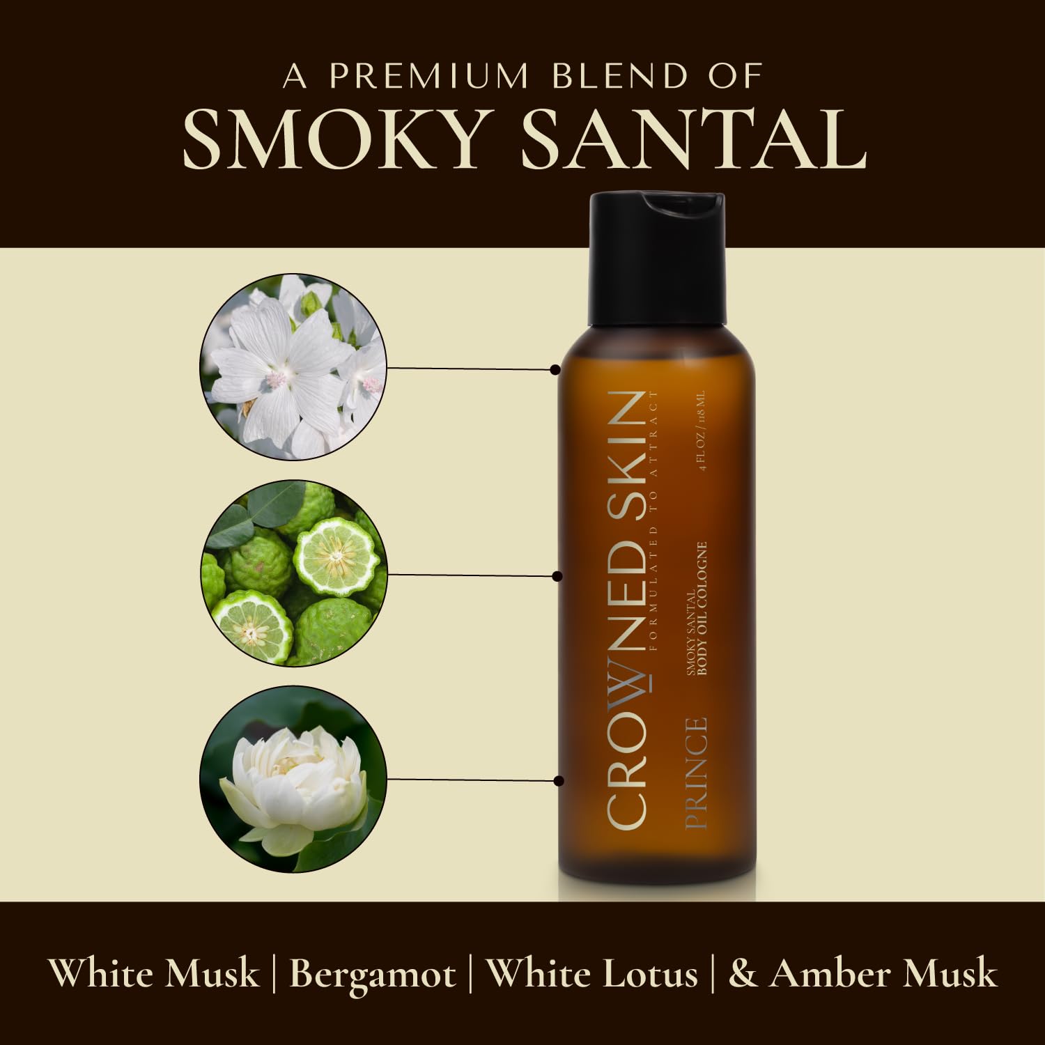 Crowned Skin Prince Body Oil Cologne for Men | Oceanic & Woody | As Seen On Shark Tank | Scented with White Musk & Bergamot | Infused with Natural Jojoba & Grapeseed Oil | All-Day Fragrance | 4oz - Image 6