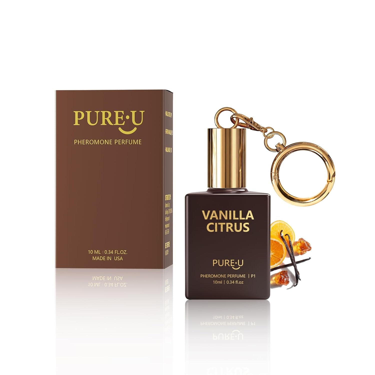 PUREU Pheromone Perfume for Women Roll On – Vanilla Citrus Pheromones Perfumes for Women, Long Lasting Vanilla Perfume Travel Size Perfume Essential Oil Eau De Parfum, 0.34 Fl Oz/10ml, Made in USA
