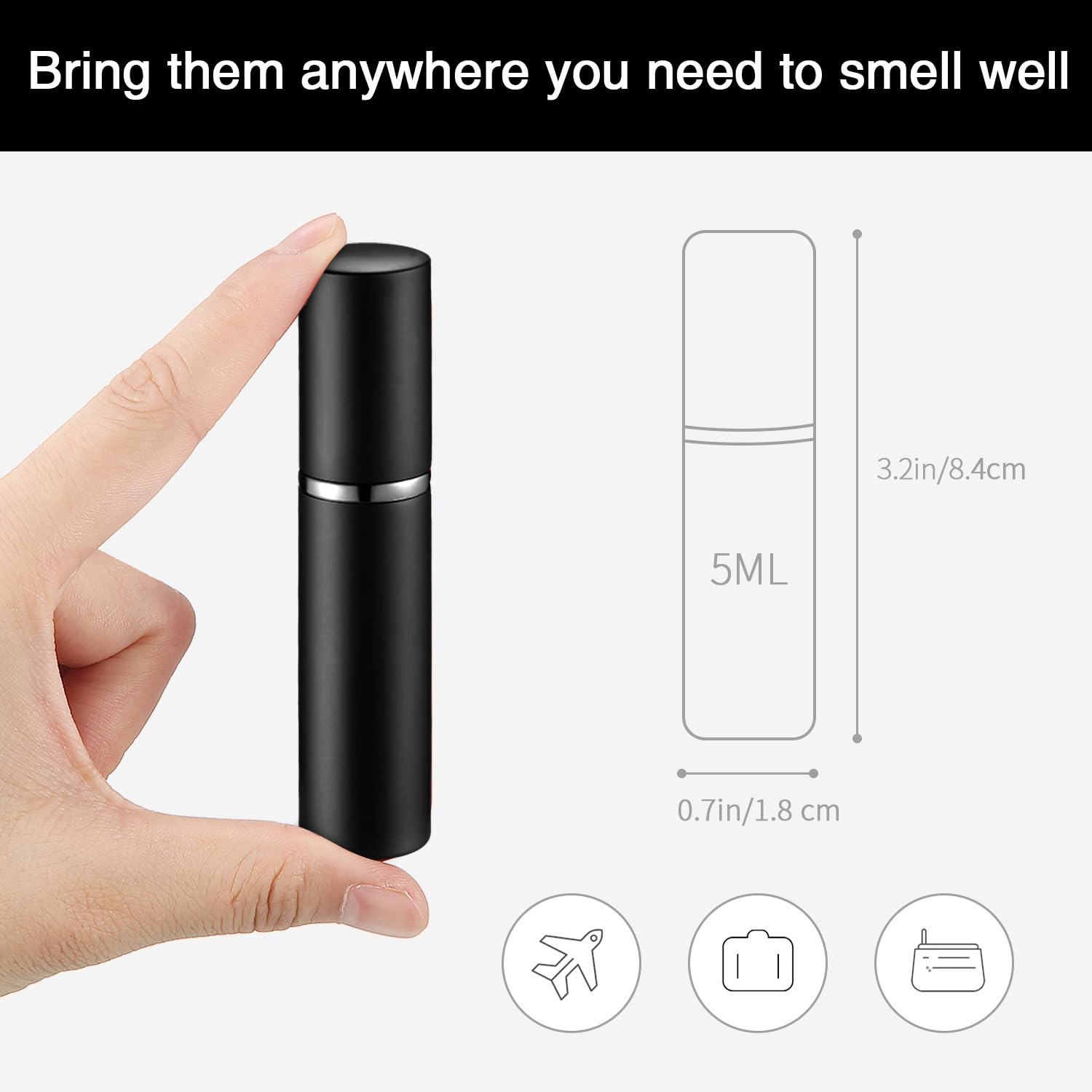 Boao 14 Pcs 5 ml Perfume Travel Refillable Atomizer Black Mini Fragrance Sample Cologne Dispenser Glass Lined Portable with Refill Pump Perfume Spray Bottle for Women Men Outgoing Traveling - Image 2