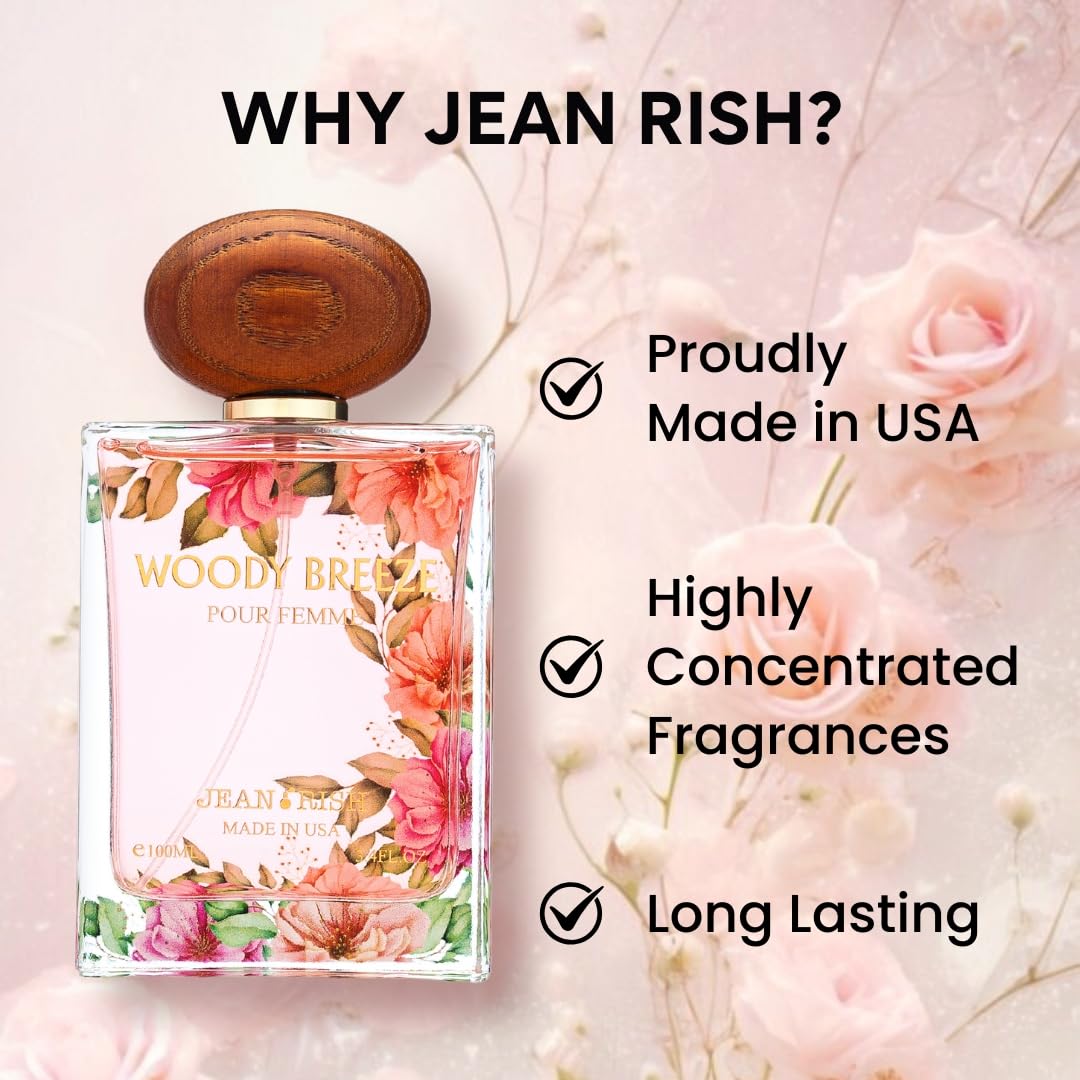 Jean Rish Woody Breeze Perfume for Women Eau De Parfum, Long-Lasting Luxury Fragrance, Made In USA - Pear, Jasmine, Iris, Vanilla, Patchouli Scent - 100ml / 3.4 oz - Image 4