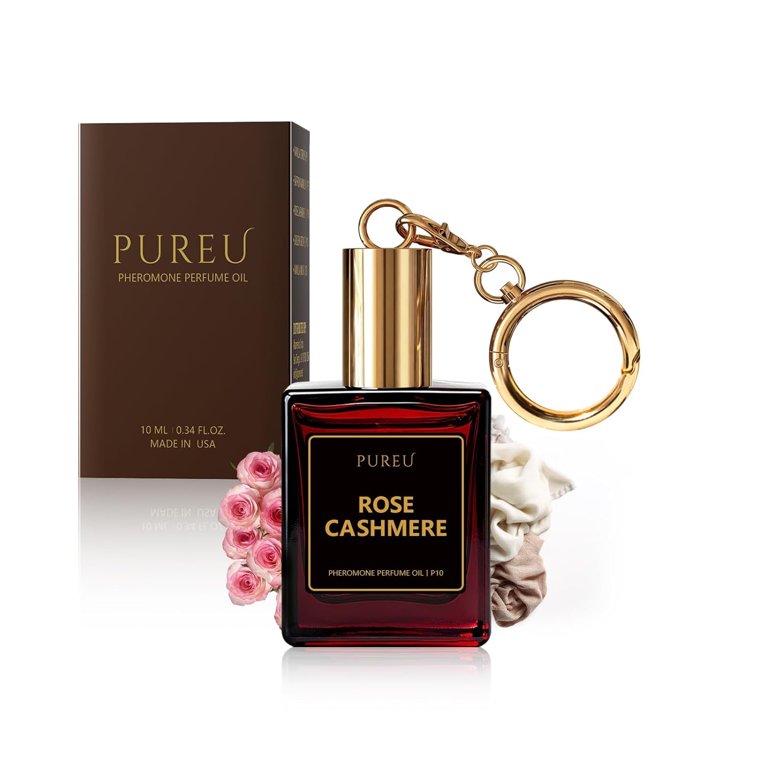 PUREU Pheromones Perfumes for Women Roll On Rose Cashmere Travel Size Perfume, Long Lasting Vanilla Perfume Pheromones Oil Fragrance, Pheromone Perfume Eau De Parfum 0.34 Fl Oz/10ml, Made in USA