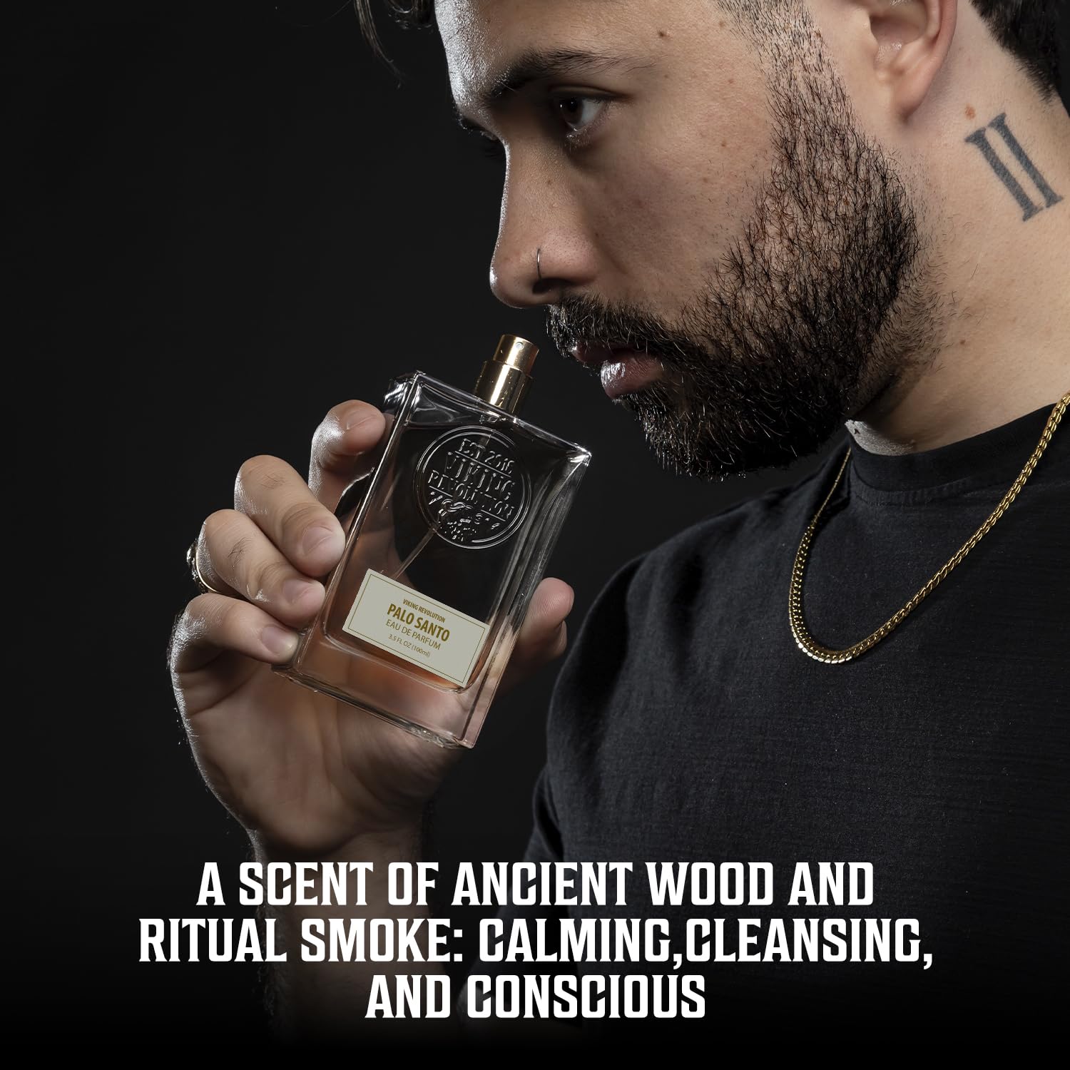 Viking Revolution Palo Santo Cologne for Men - Eau de Parfum - With notes of Palo Santo, Wild Pine, Bergamot, Incense, White Sage, Cedarwood, and Raw Resin - Gifts for Men 3.4 Fl Oz - Image 2