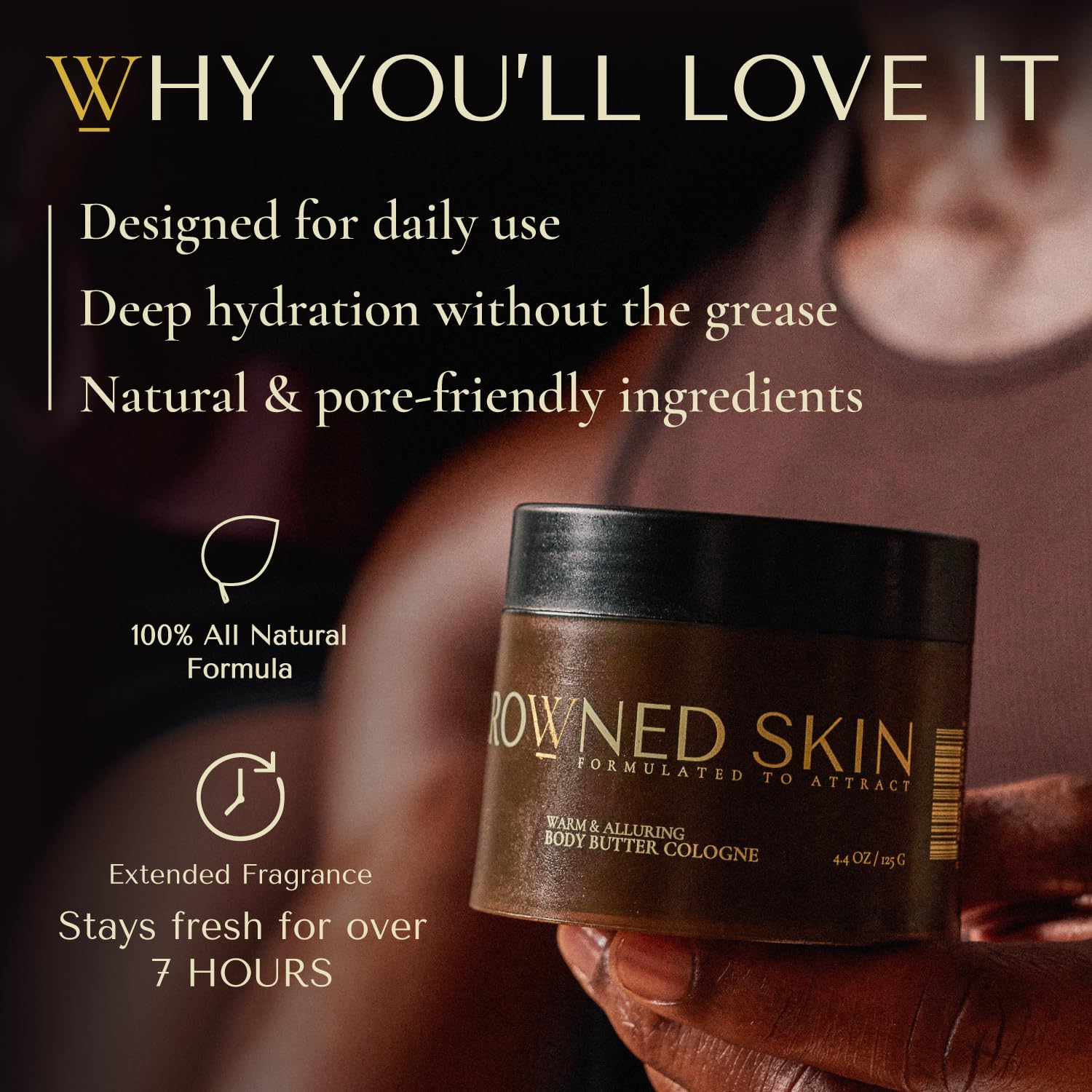 Crowned Skin King Cologned Body Butter for Men | Warm & Sensual | As Seen On Shark Tank | Scented with Sandalwood & Leather | Infused with Organic Shea & Mango Butters | All-Day Fragrance | 4.4oz - Image 5
