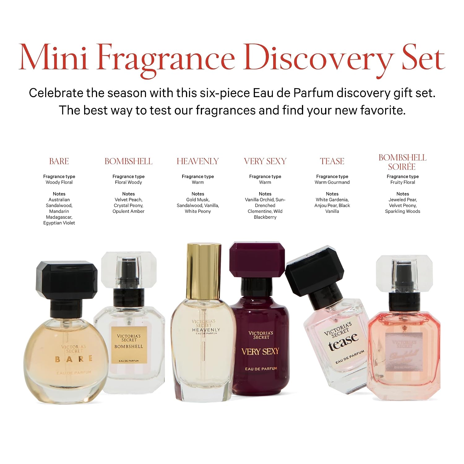 Victoria's Secret Mini Eau de Parfum Discovery Gift Set: Bombshell, Bombshell Soiree, Tease, Bare, Very Sexy, & Heavenly - Image 2