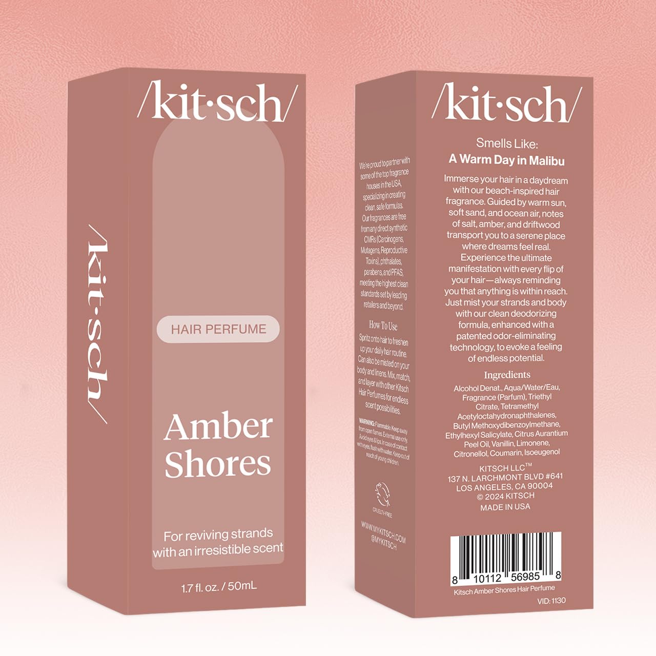 Kitsch Hair Perfume for Women - Amber Shores | Clean, Deodorizing & Patented Odor-Eliminating Technology Hair Spray & Body Mist - Freshen Hair, Body & Pillows - Woody Aquatic Scent - 50mL - Image 8