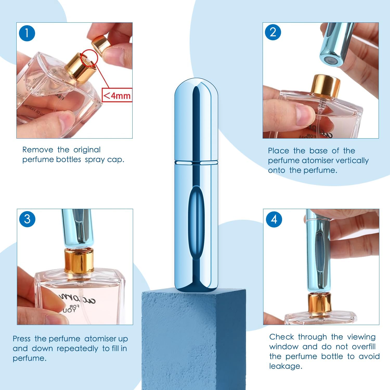 10 PCS Refillable Mini Perfume Atomizer Bottles, 5ml Portable Small Size Perfume Spray Bottles, Multicolor Aluminum Refill Scent Pump Case for Traveling and Outgoing, Pack of 5 Matte & 5 Glossy - Image 5