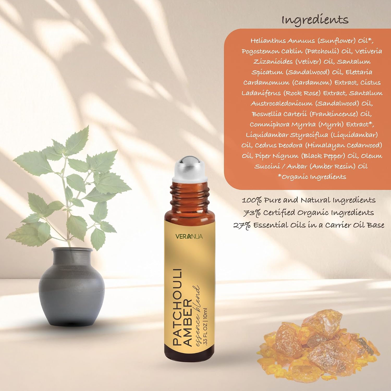 Amber Patchouli Perfume Oil Roll On Bottle - Alcohol Free for Men & Women, Warm, Earthy & Exotic Aroma Essence Blend - Image 4