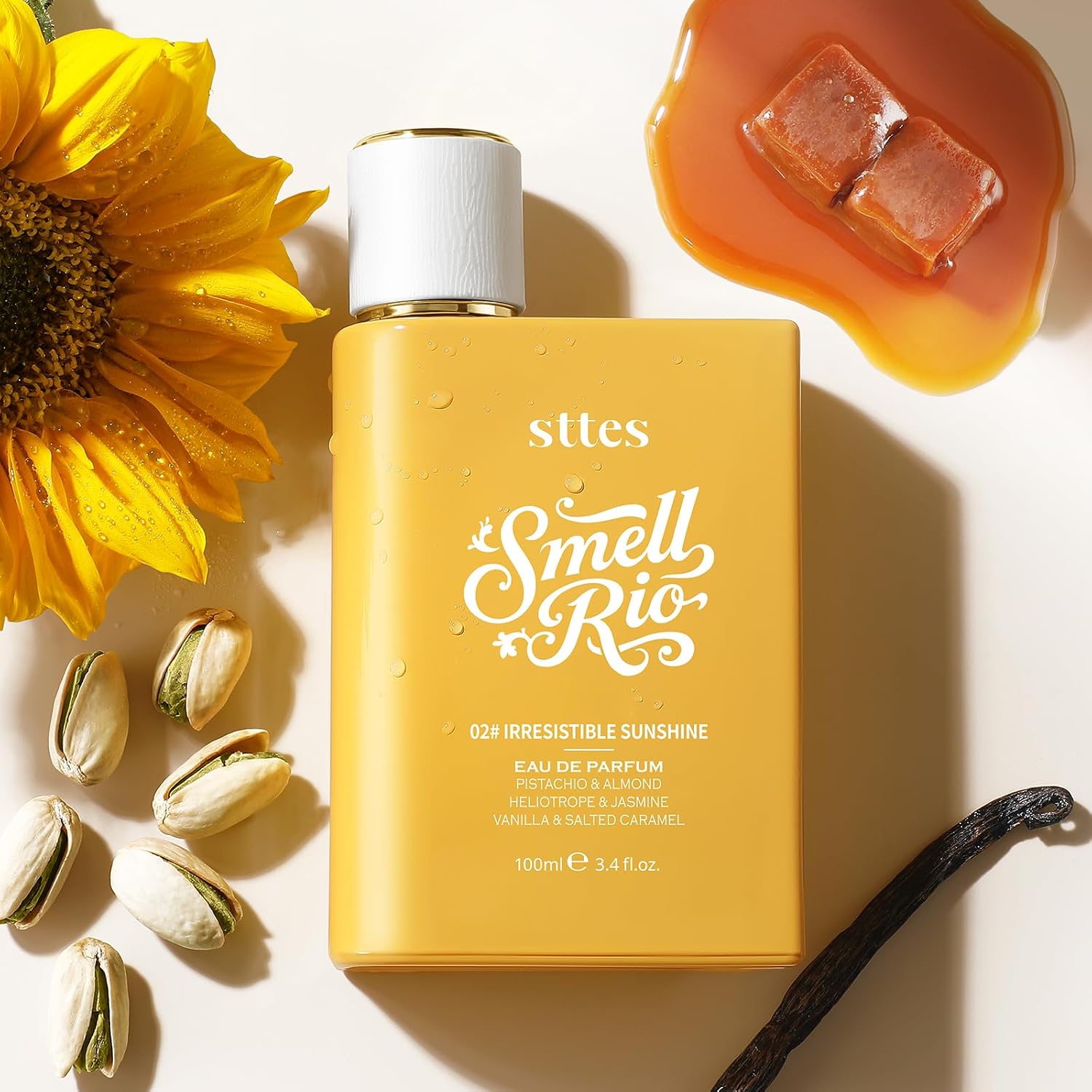 Sttes Perfume 02# Irresistible Sunshine for Women - Pistachio, Vanilla & Salted Caramel Eau de Perfume 100ml (3.4fl oz) Sweet Gourmand Caramel Vanilla Fragrance (Evolution of 602) - Image 2