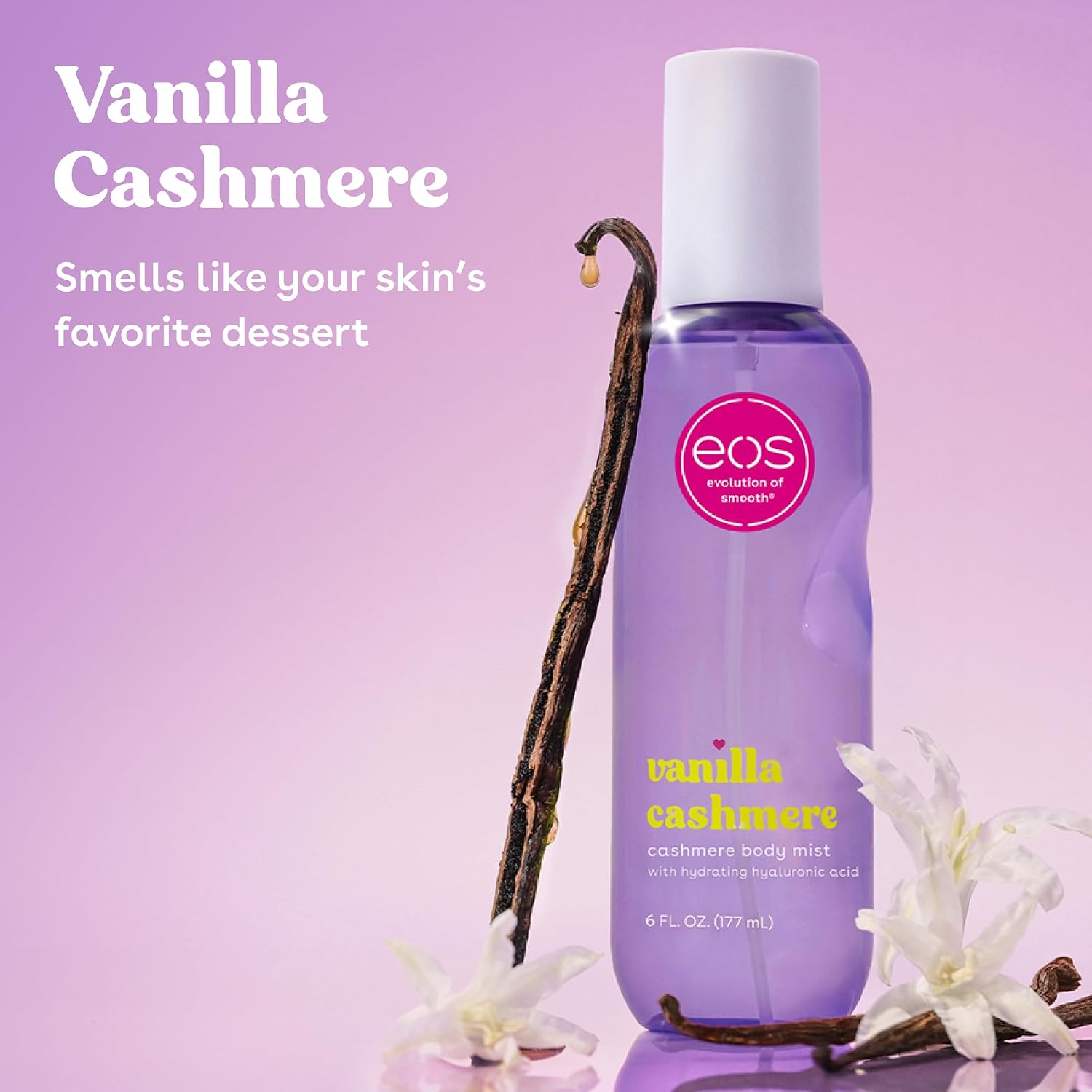 eos Cashmere Body Mist, Vanilla Cashmere, soft musk, cozy caramel, hair mist, body spray for women, moisturizing, hyaluronic acid, body spray, vegan, cruelty-free, 6 fl oz - Image 2