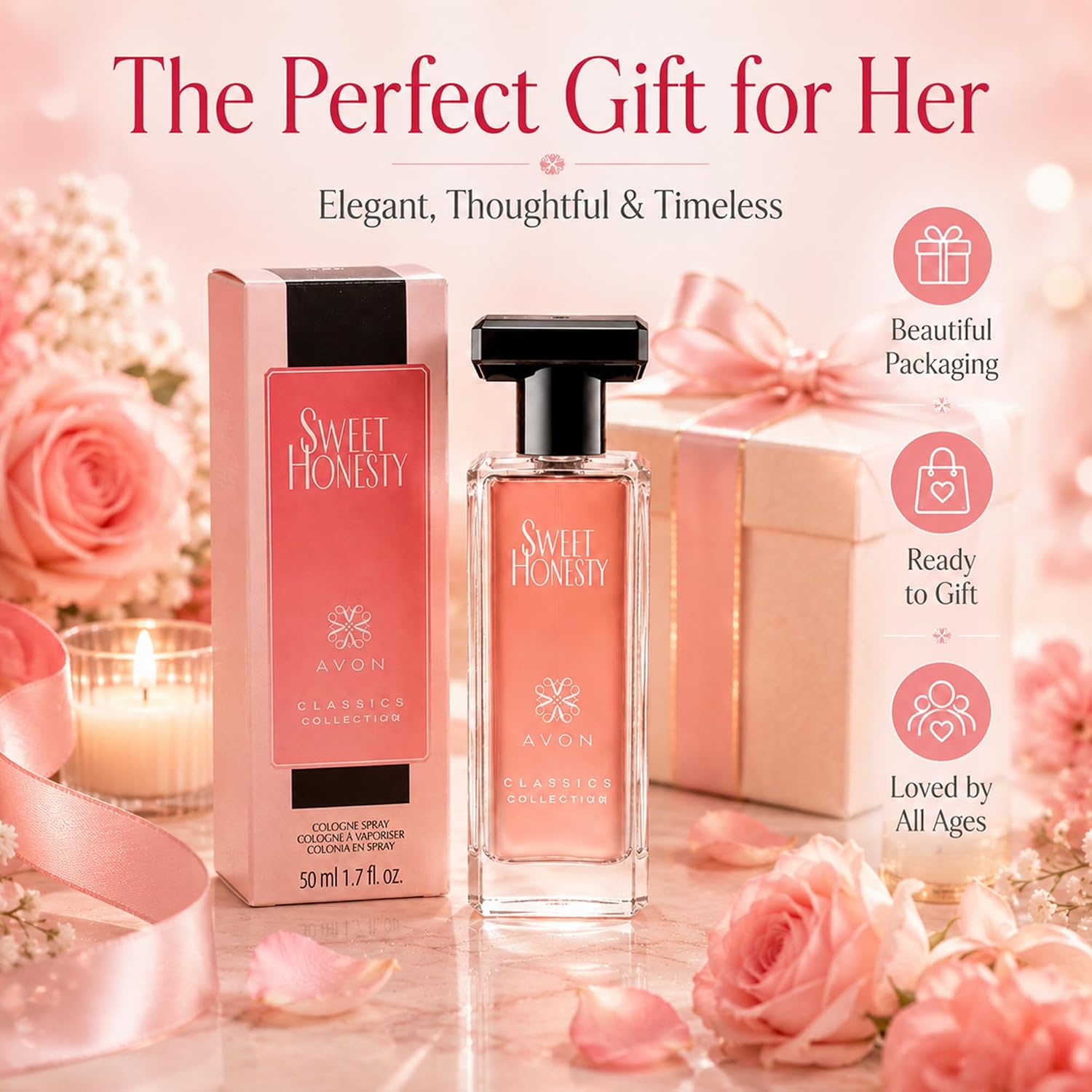 AVON Sweet Honesty Cologne for Women — Fresh Cedarwood Long Lasting Perfumes for Women — Clean Floral Women’s Fragrances with Rose and Lily, 1.7 fl oz — Designer Womens Perfume Gift - Image 7