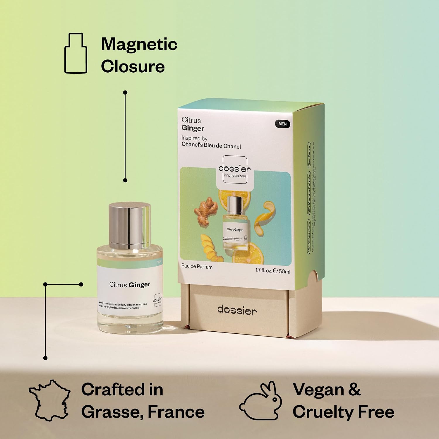 Dossier - Citrus Ginger - Eau de Parfum - Inspired by Bleu de Chanel - Long-Lasting Fragrance - Masculine - 1.7 fl oz (50ml) - Image 5