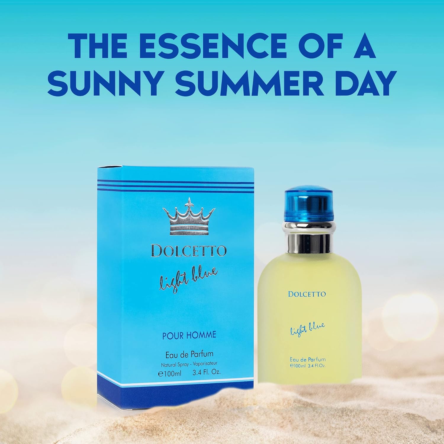 NovoGlow Dolcetto Light Blue Eau De Parfum for Men 3.4 Fl. Oz. 100ml Refreshing Combination of Woody Floral & Aquatic Fragrance - Scent Lasts All Day A Gift for Any Occasion - Image 2