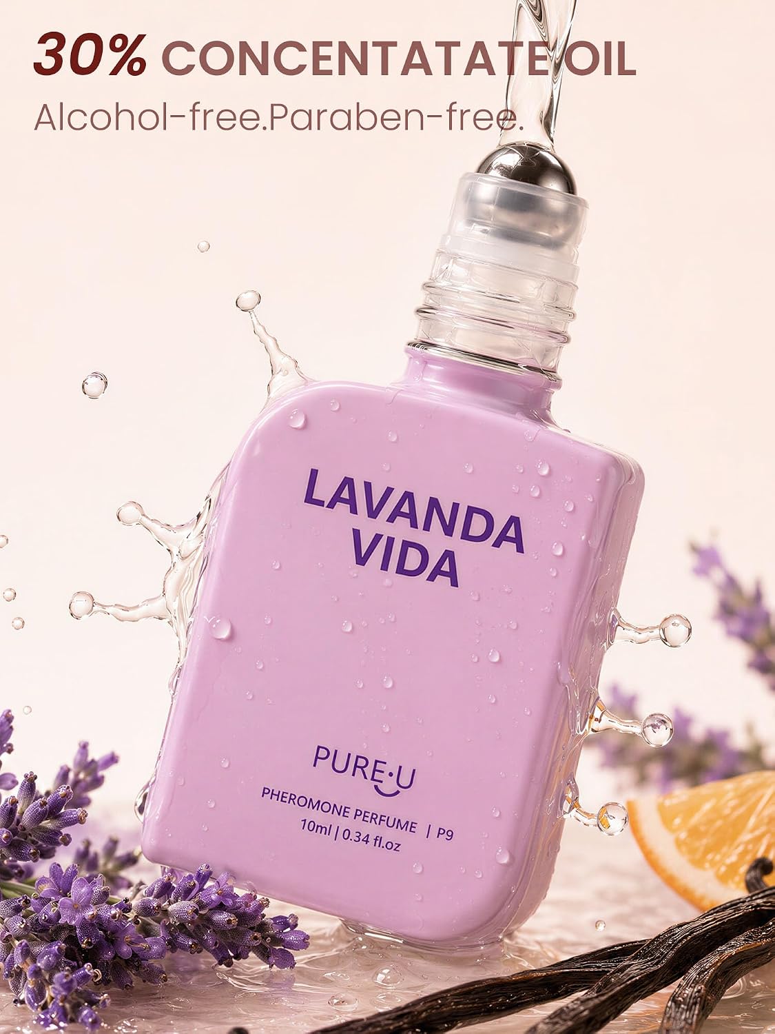 PUREU Sweet Lavender Petals Pheromone Perfume Oil for Women, Long Lasting Extrait de Parfum Roll On with Clip-on Keychain, Alcohol-Free Women's Cologne for Lazy Sundays & Cozy Vibe, 0.34 Fl Oz - Image 5