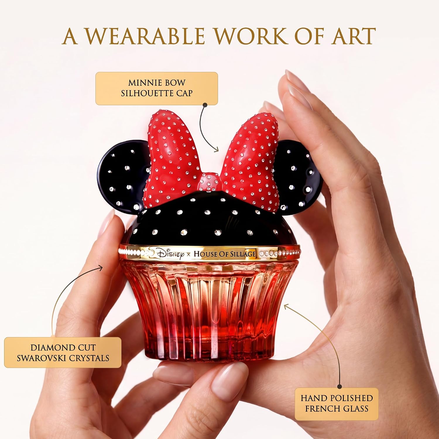 House of Sillage Minnie Mouse Parfum | Disney × House of Sillage Limited Edition - 75ml Hand-Painted French Glass Flacon with Swarovski® Crystal Bow Cap - Image 5