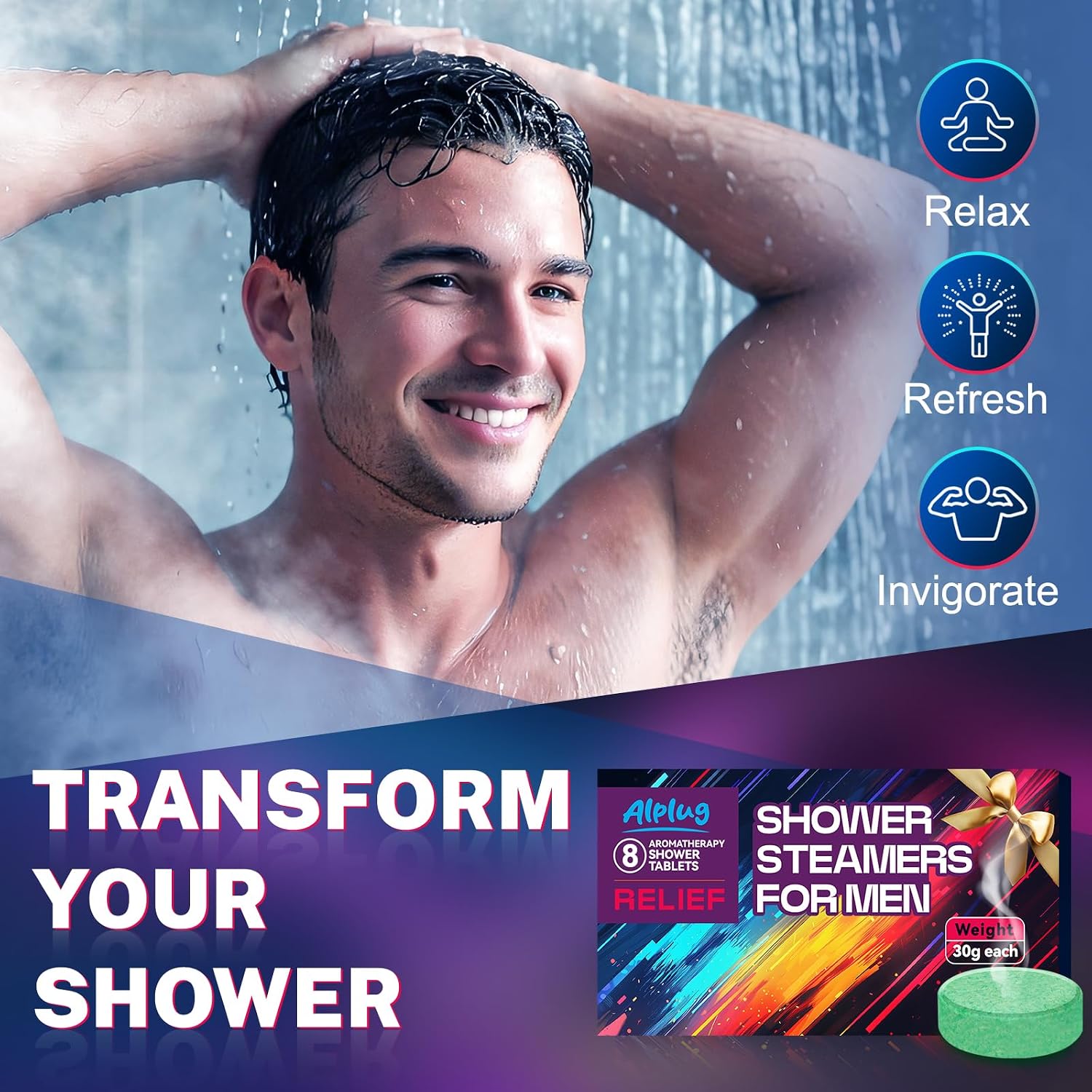Shower Steamers for Men 8 Pack - Gifts for Men, Shower Bombs Aromatherapy with Essential Oils, Mens Gifts Ideas, Birthday Gifts for Him Dad Husband, Gifts for Mens Who Have Everything - Image 3