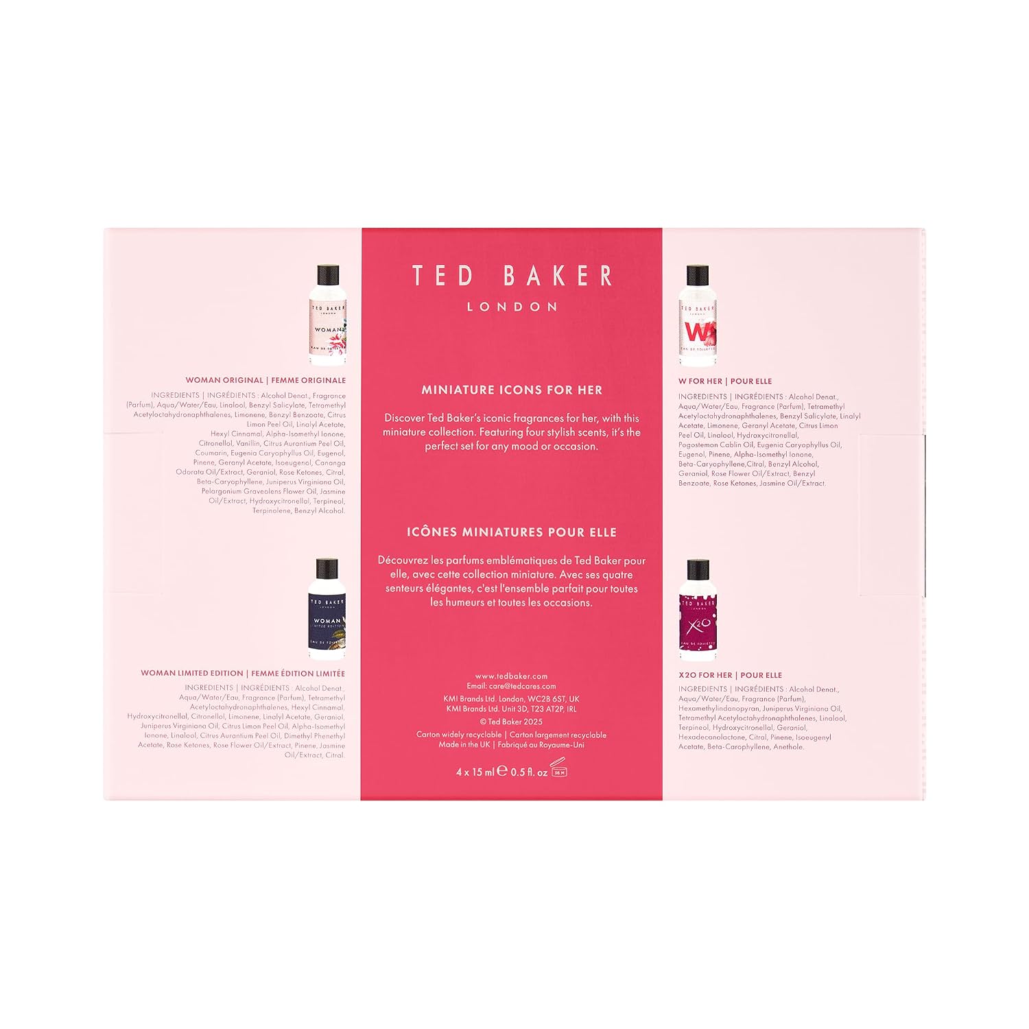 Ted Baker Mini Perfume Gift Set for Her Miniature Fragrances: Woman, Woman Limited Edition, W, X2O Travel Friendly, Floral & Fruity Eau de Toilette Collection 4 x 0.5 fl oz - Image 3