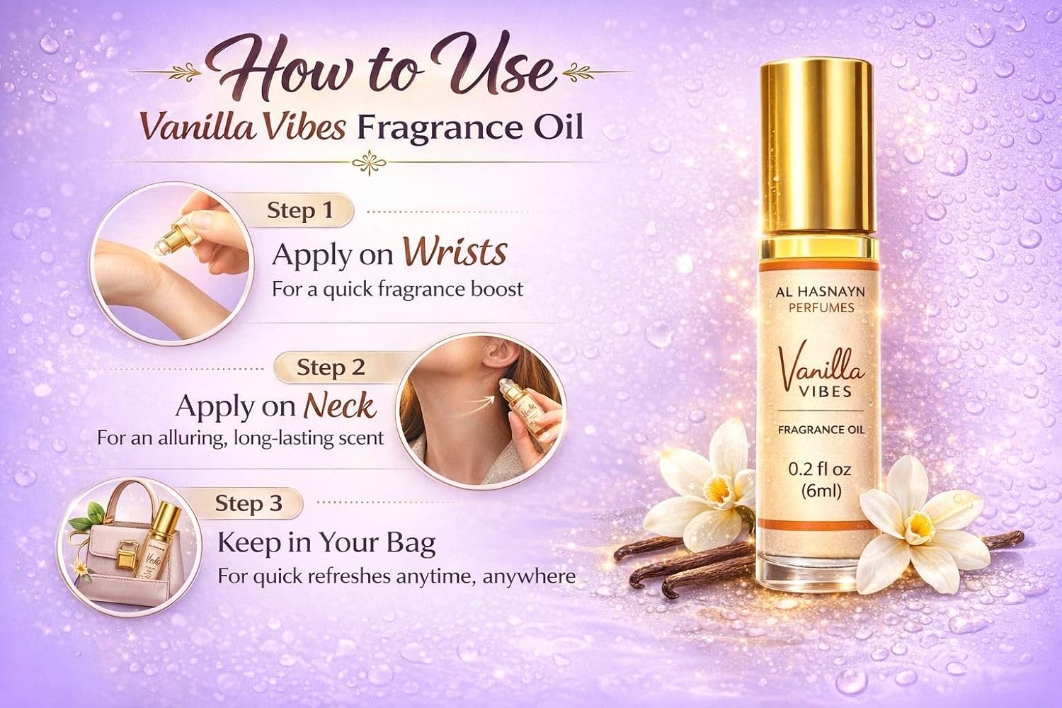 AL HASNAYN Vanilla vibes Fragrance Oil Roll-On Perfume 6ML 0.20 fl oz |Rollerball perfume |Alcohol free| Long Lasting | Gifts for men women| - Image 4
