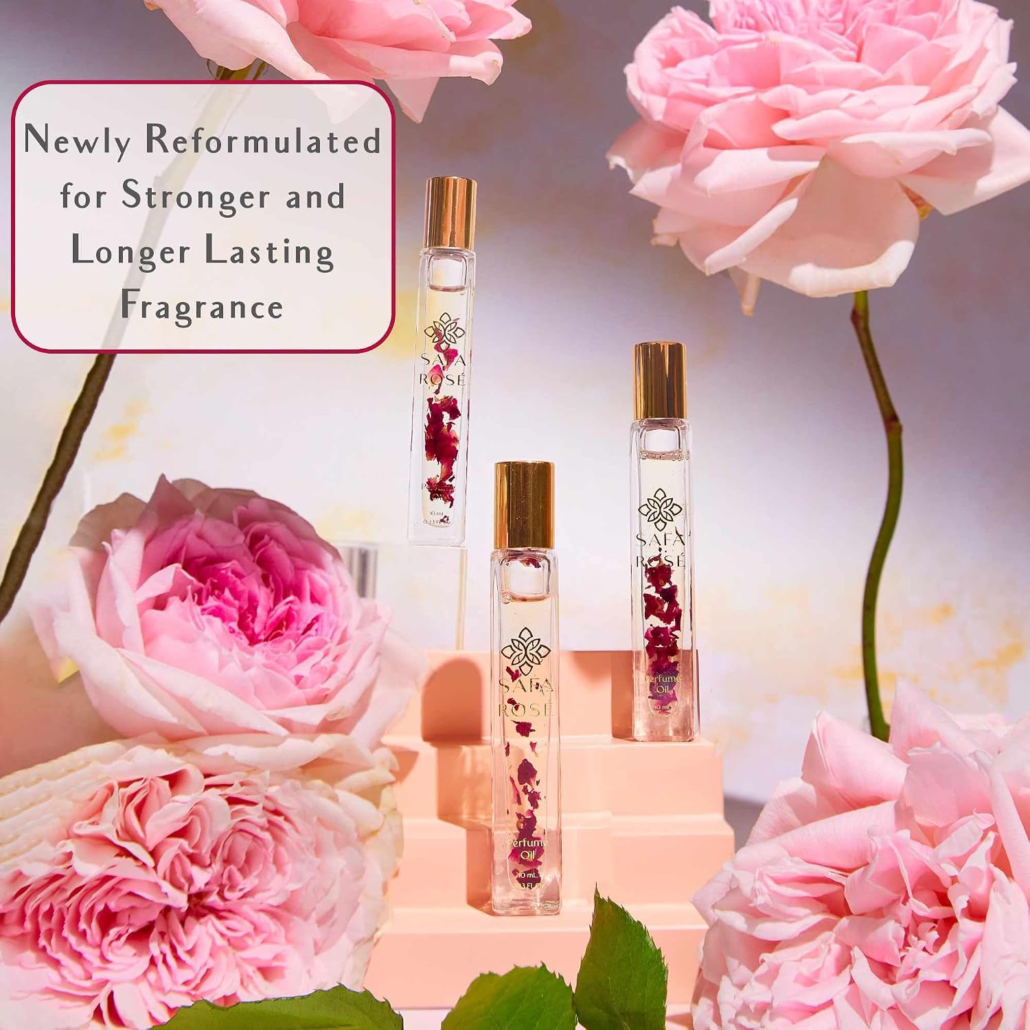 SAFA Rosé Organic Rose Oil Perfume Roller | Bulgarian Damask & Indian Rose Petals | 10 mL Long Lasting Perfume Oil for Women & Men | Non-Toxic, Alcohol-Free & Travel Friendly - Image 7