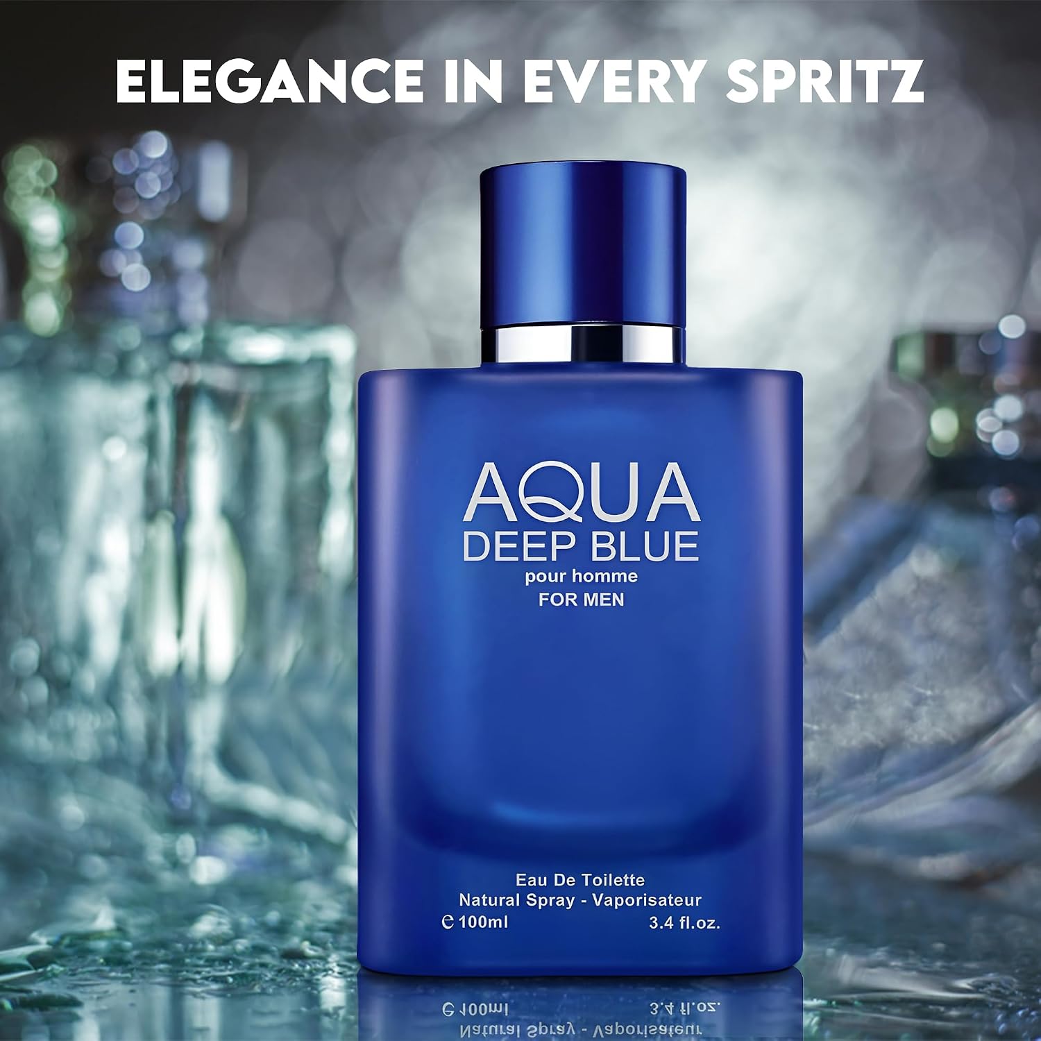 A CENTER Men's Cologne Gift Set 4 Pack(Aqua Deep Blue,Priv,CEO,Black CEO) - 3.4 Fl Oz Each | Vanilla Woody & Citrus & Amber Floral Fragrance | Luxury Eau de Toilette - Image 5
