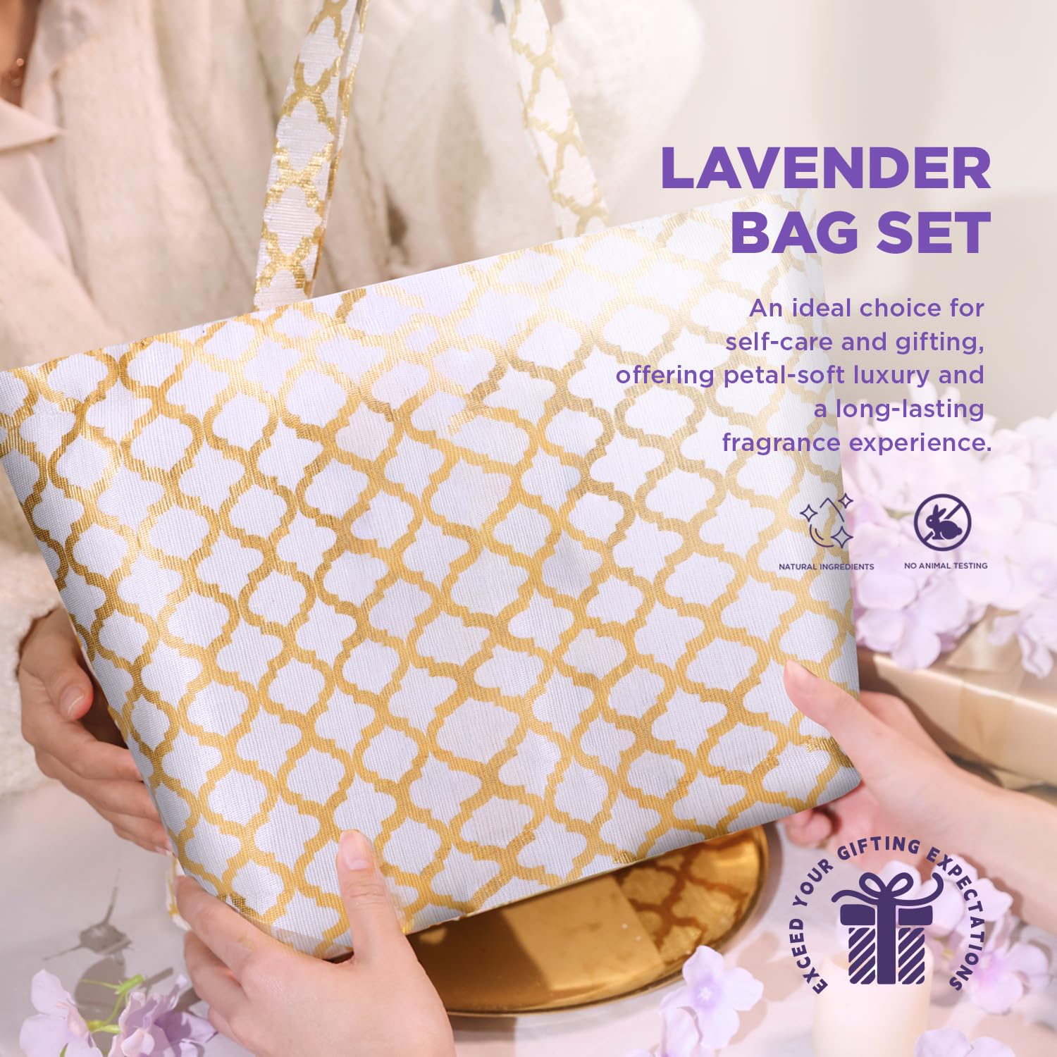 Spa Luxetique Gifts for Women Lavender Gift Baskets for Women 15pcs Bath and Body Work Gift Set With Tote Bag Bath Sets for Women Mothers Day Gifts for Her - Image 4
