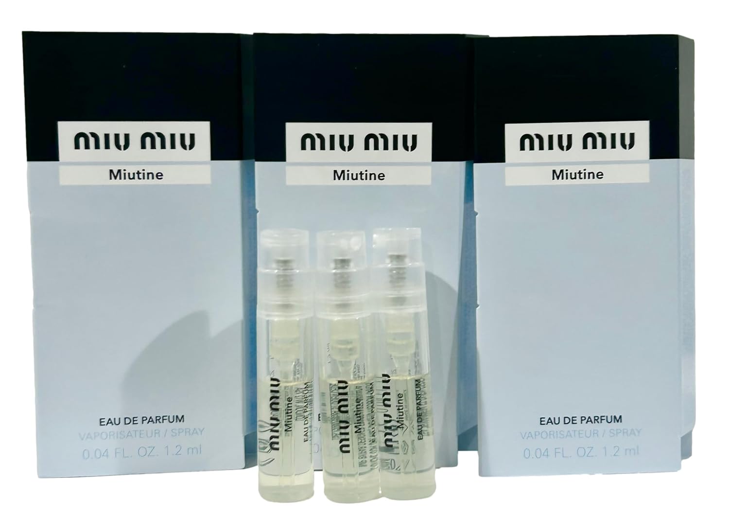 Miu Miu MIUTINE Women Sample Perfume EDP 1.2 ml / 0.04 oz (NOTE Vials are samples not filled to capacity by manufacturer beaware) - set of 3-9162