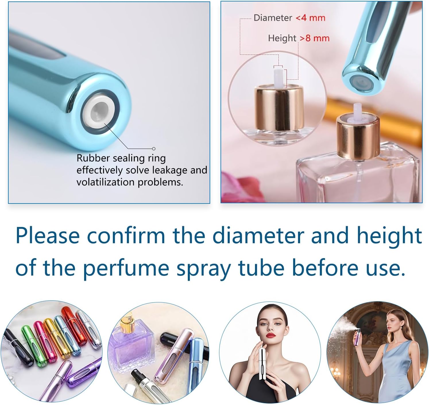 10 PCS Refillable Mini Perfume Atomizer Bottles, 5ml Portable Small Size Perfume Spray Bottles, Multicolor Aluminum Refill Scent Pump Case for Traveling and Outgoing, Pack of 5 Matte & 5 Glossy - Image 6