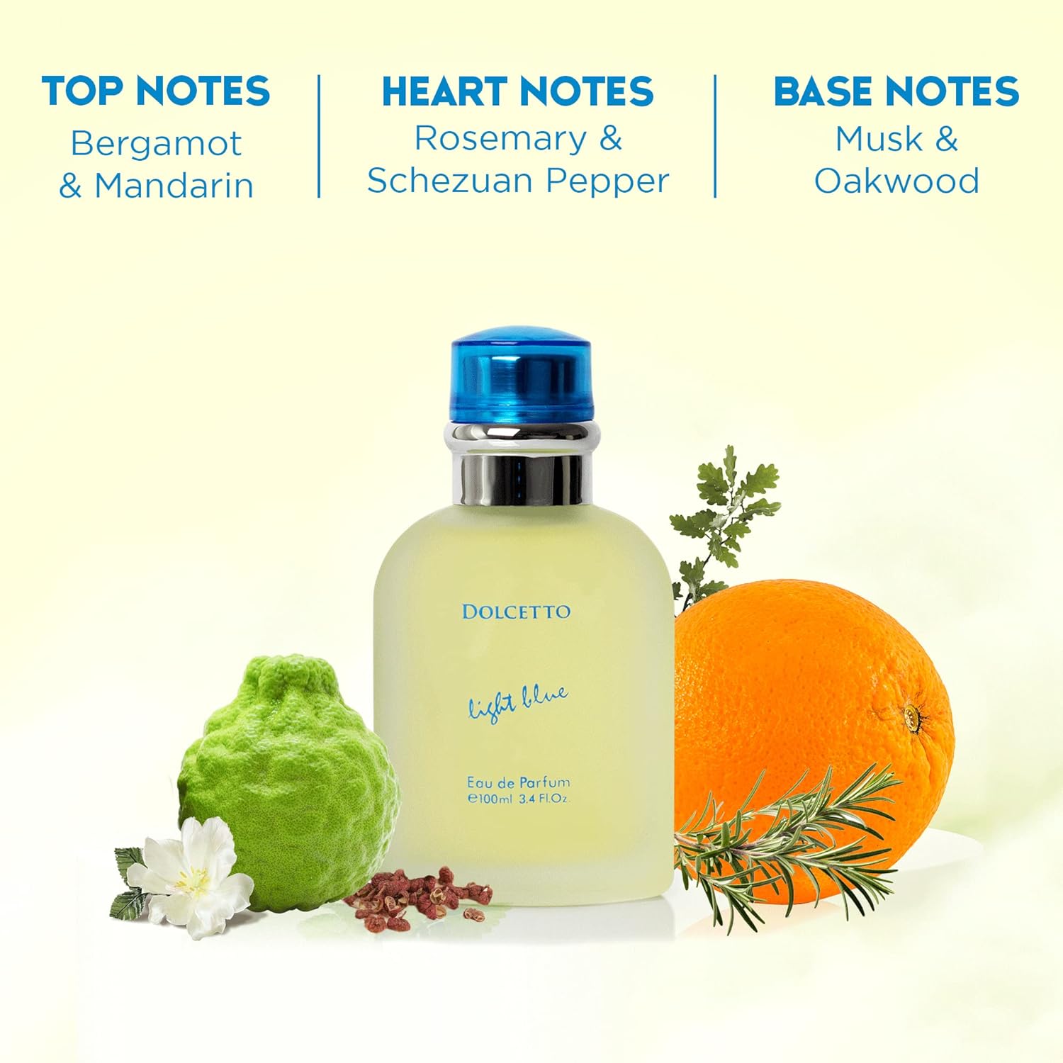NovoGlow Dolcetto Light Blue Eau De Parfum for Men 3.4 Fl. Oz. 100ml Refreshing Combination of Woody Floral & Aquatic Fragrance - Scent Lasts All Day A Gift for Any Occasion - Image 6