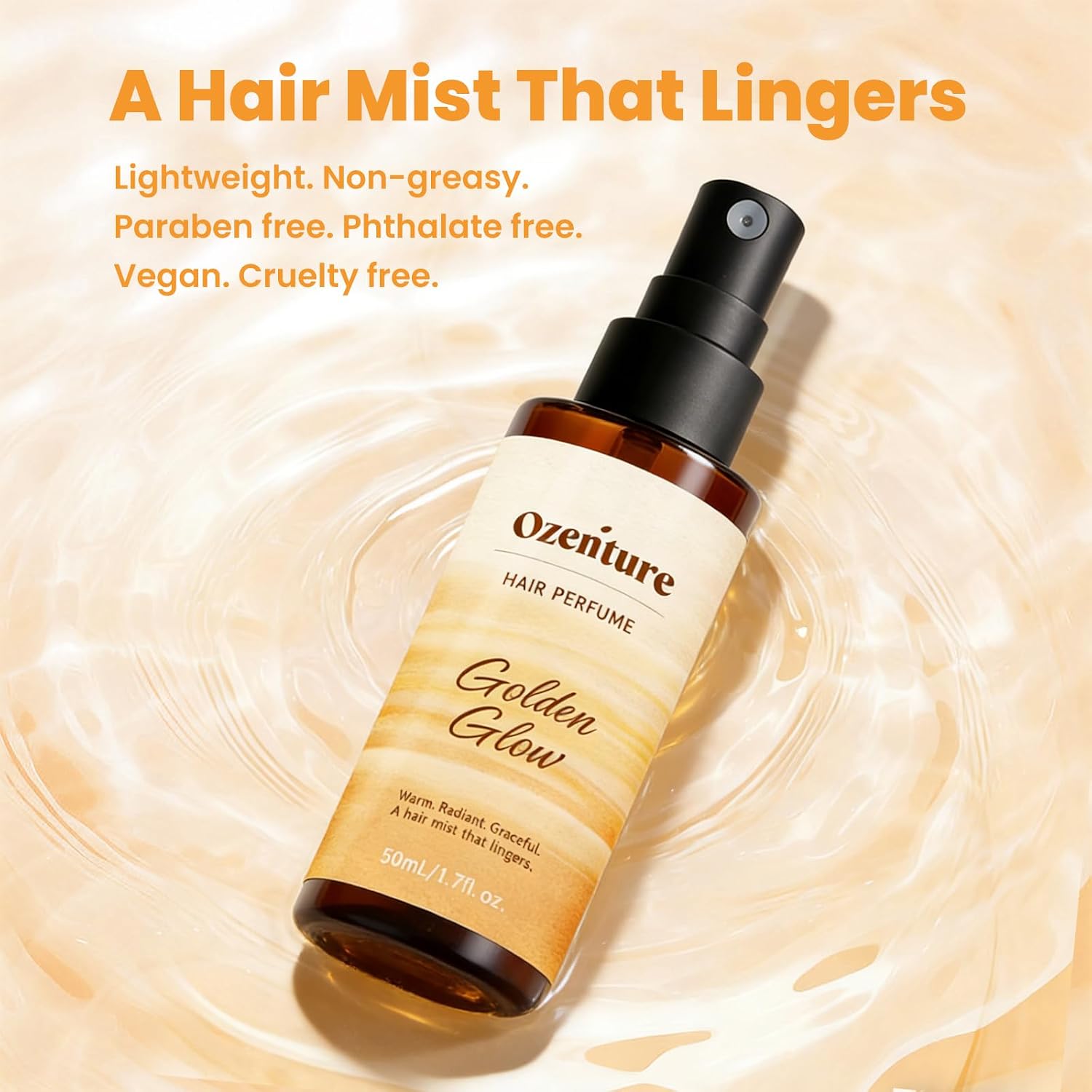 Hair Perfume for Women - Amber Woody Hair Mist & Body Spray, Warm Lightweight Fragrance for Hair, Wigs & Fabric, Long-Lasting Travel Size Spray, 50mL - Image 2