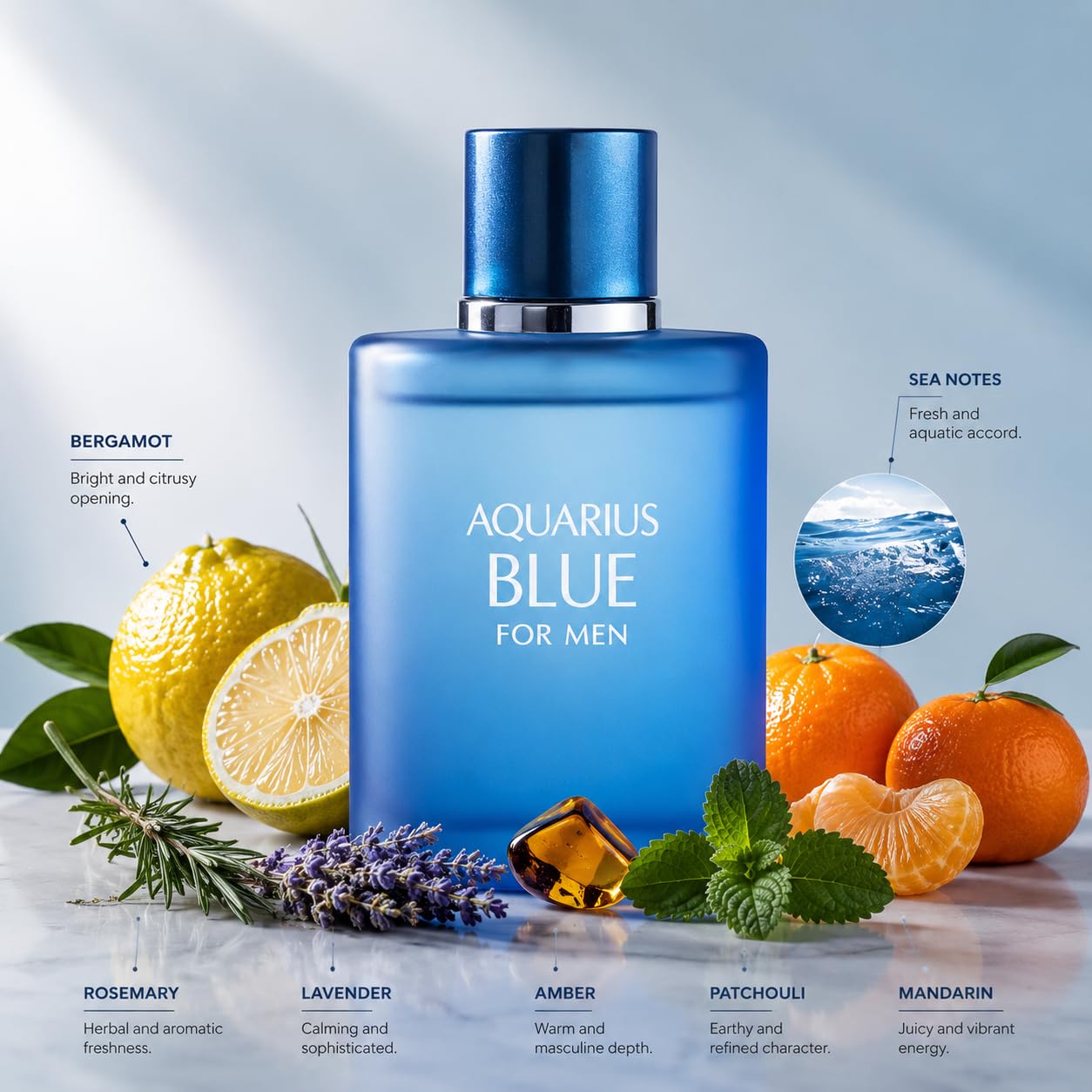 Fresh Everyday Collection for Men – 3 Piece Cologne Gift Set with Aquarius Blue, Aquarius Pour Homme & Azure Noir – Long Lasting Fresh Men’s Fragrance Set - Image 3